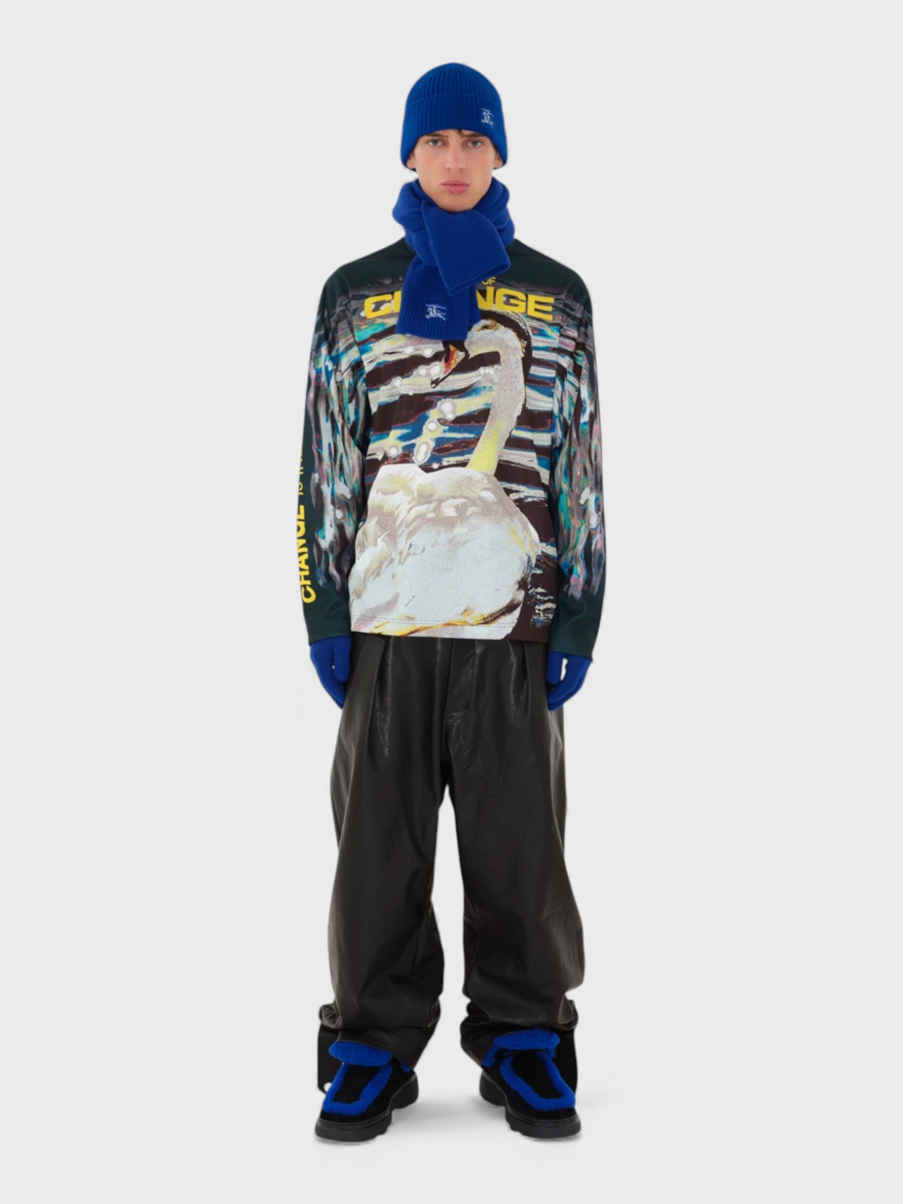 Burberry Ribbed Cashmere Beanie Knight Blue