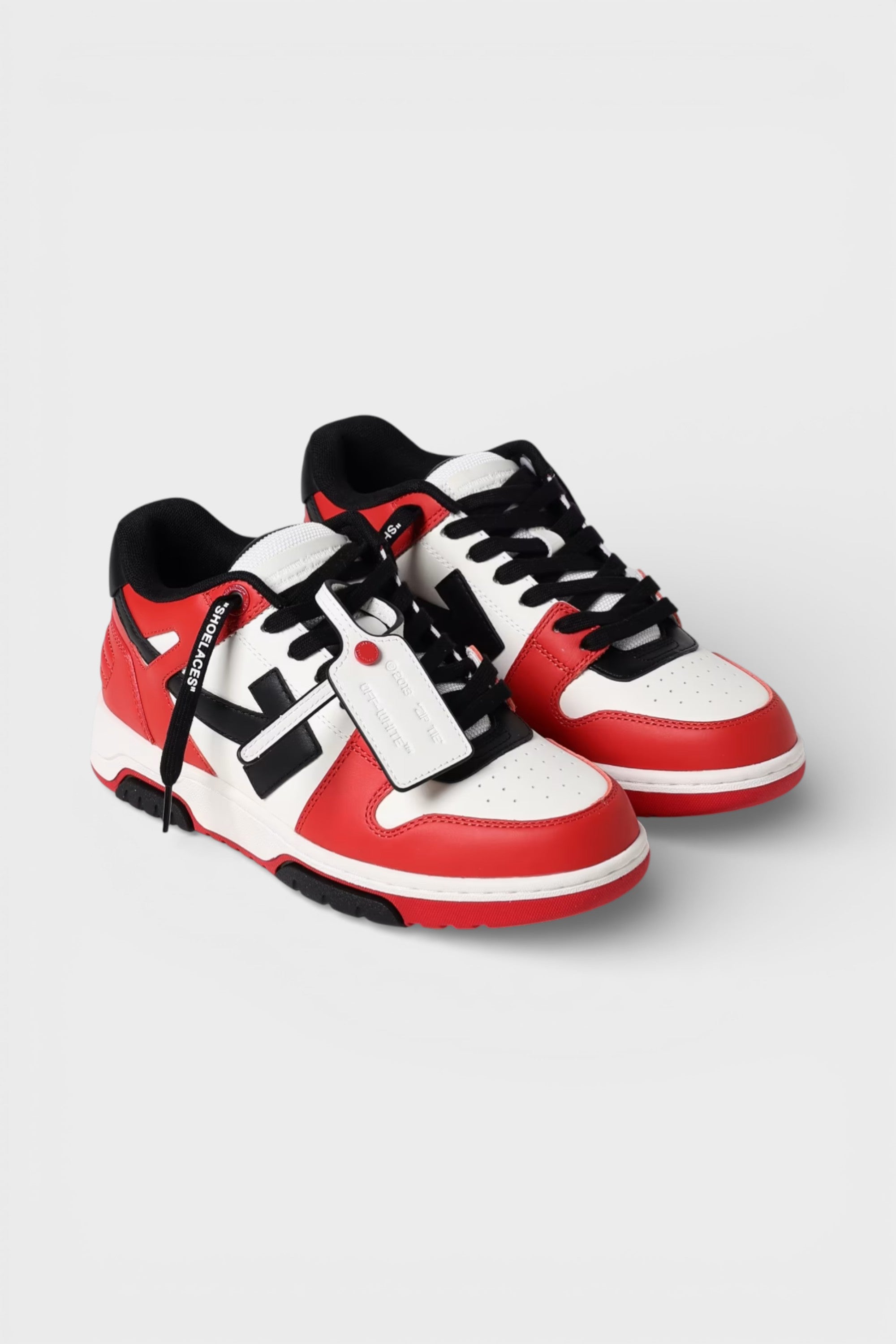 Out Of Office Leather Sneakers Red Black