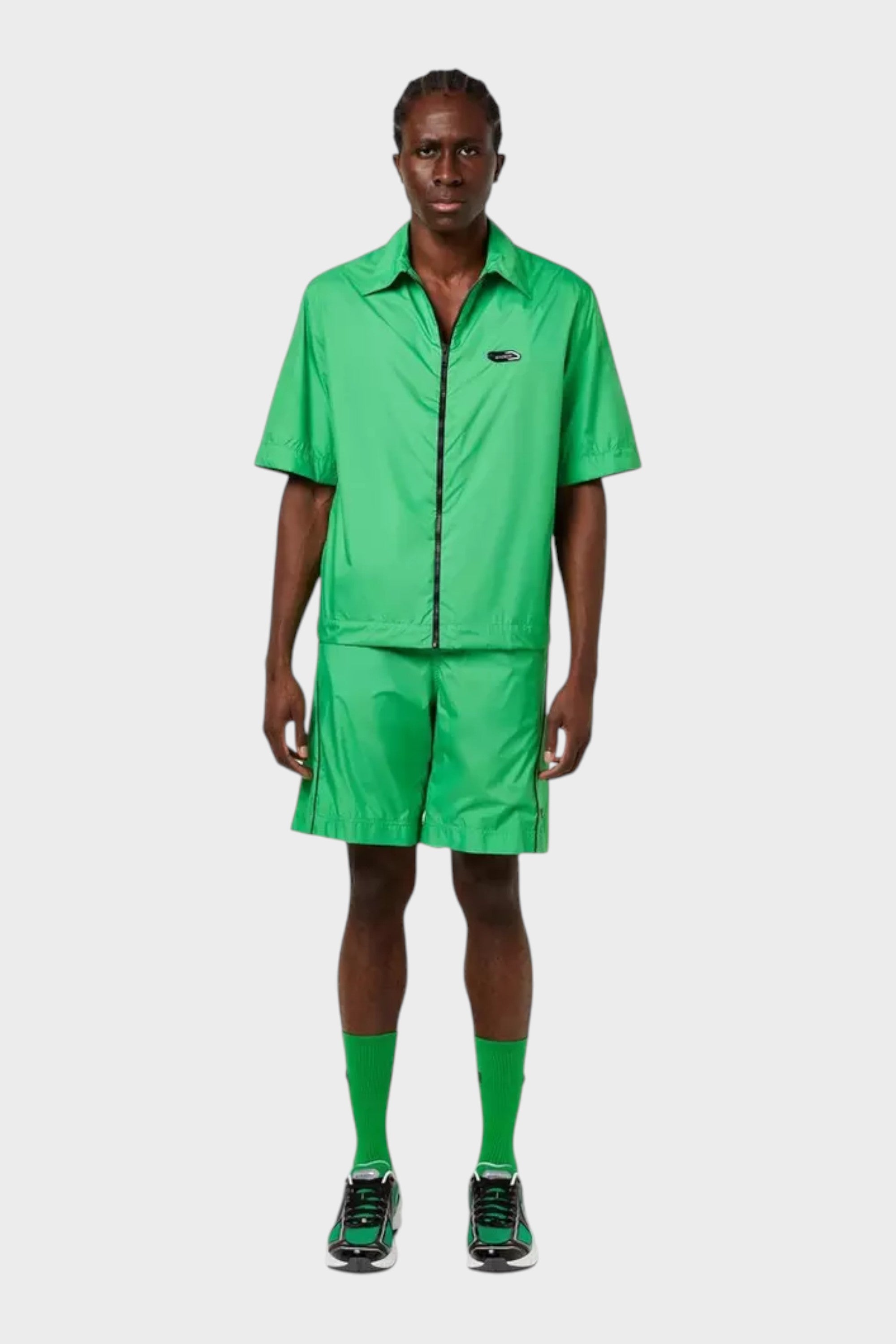 Givenchy Logo Patch Short-Sleeved Overshirt Green