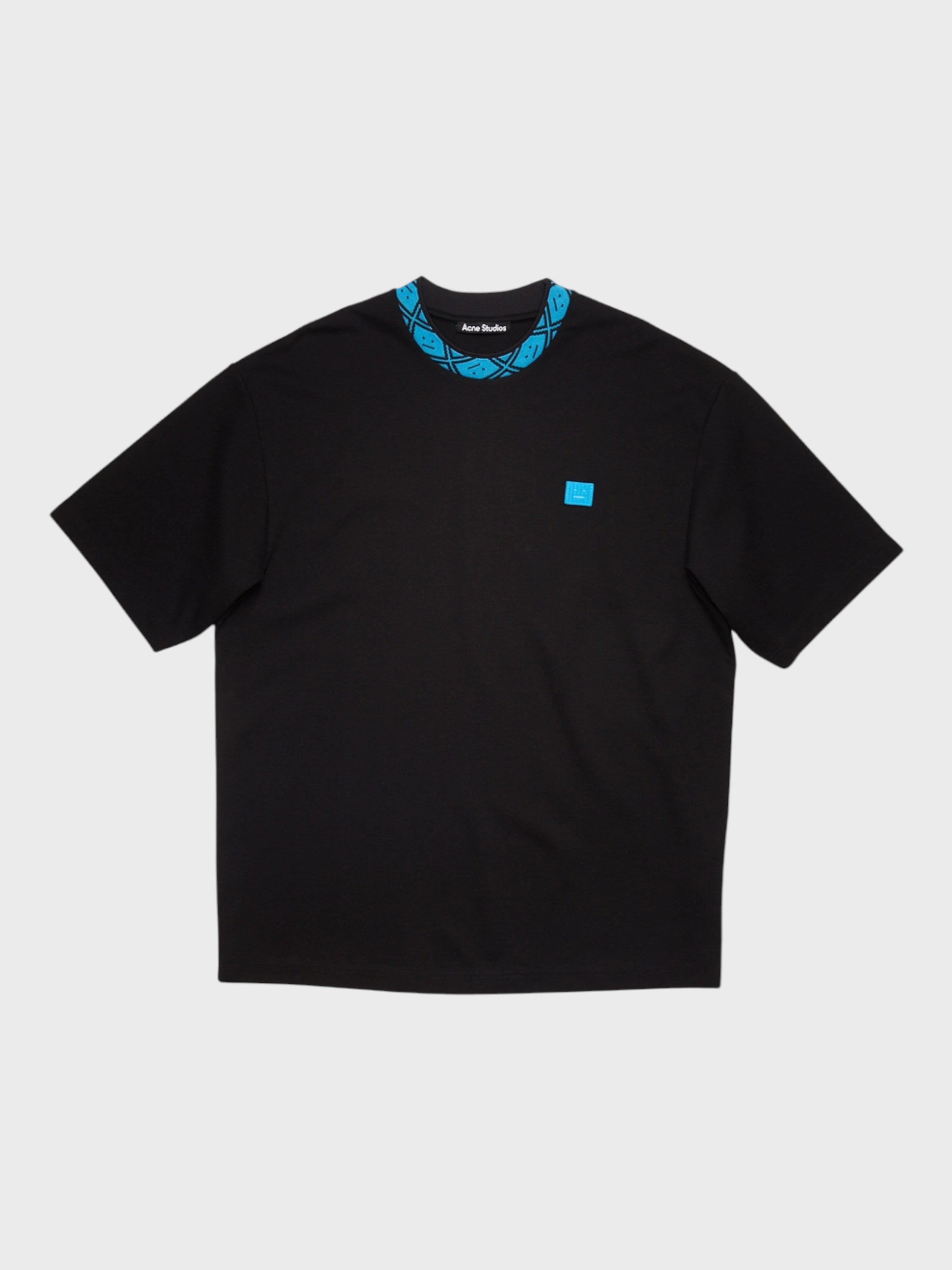 Acne Studios Collar Logo T Shirt Black Blue