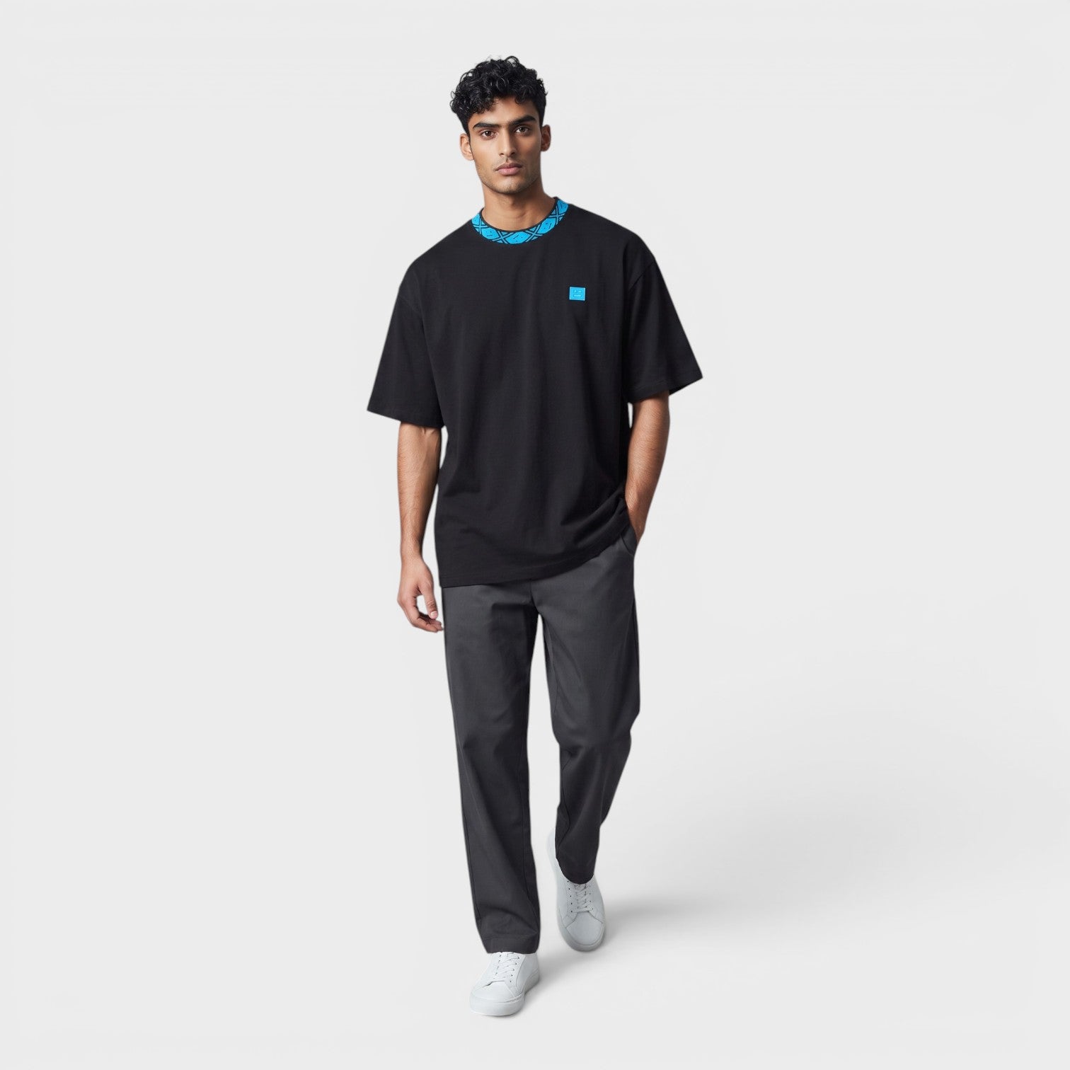 Collar Logo T Shirt Black Blue | Acne Studios