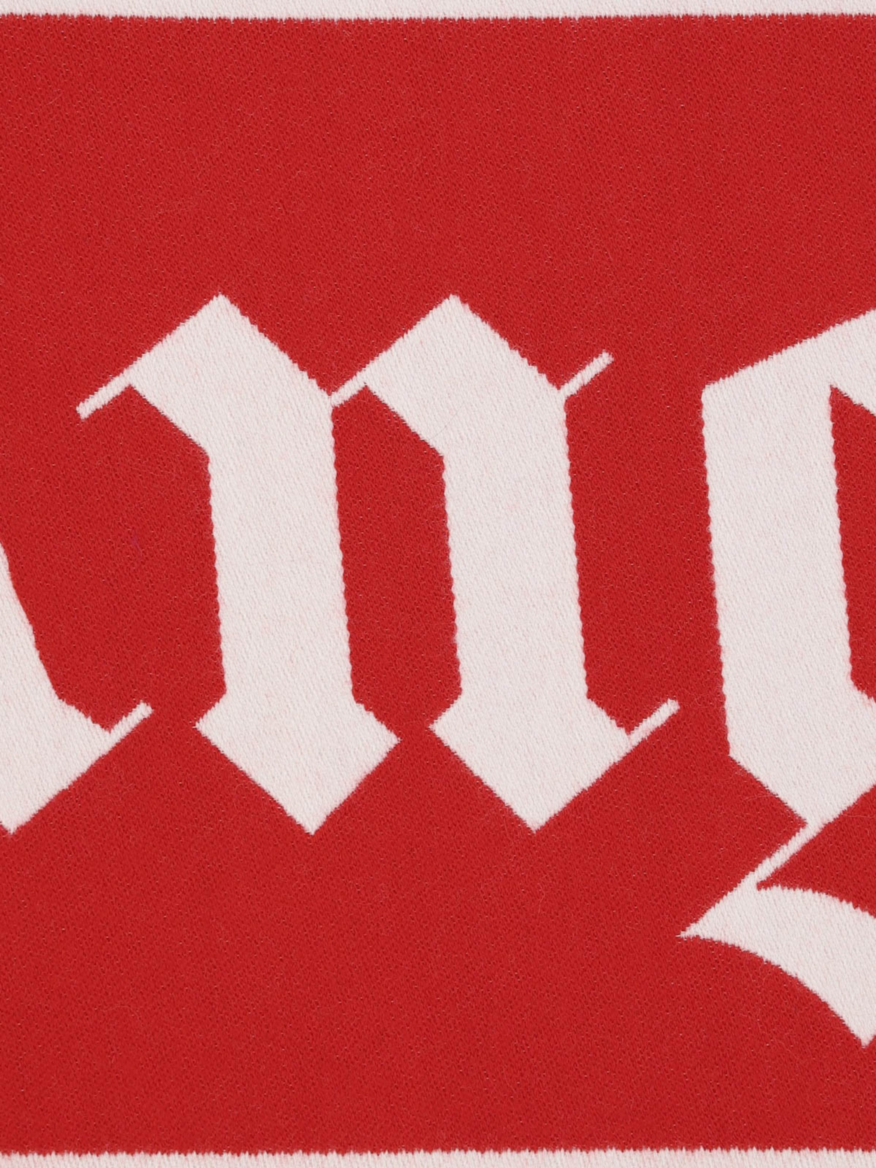 Palm Angels Logo Knitted Scarf  Red  White