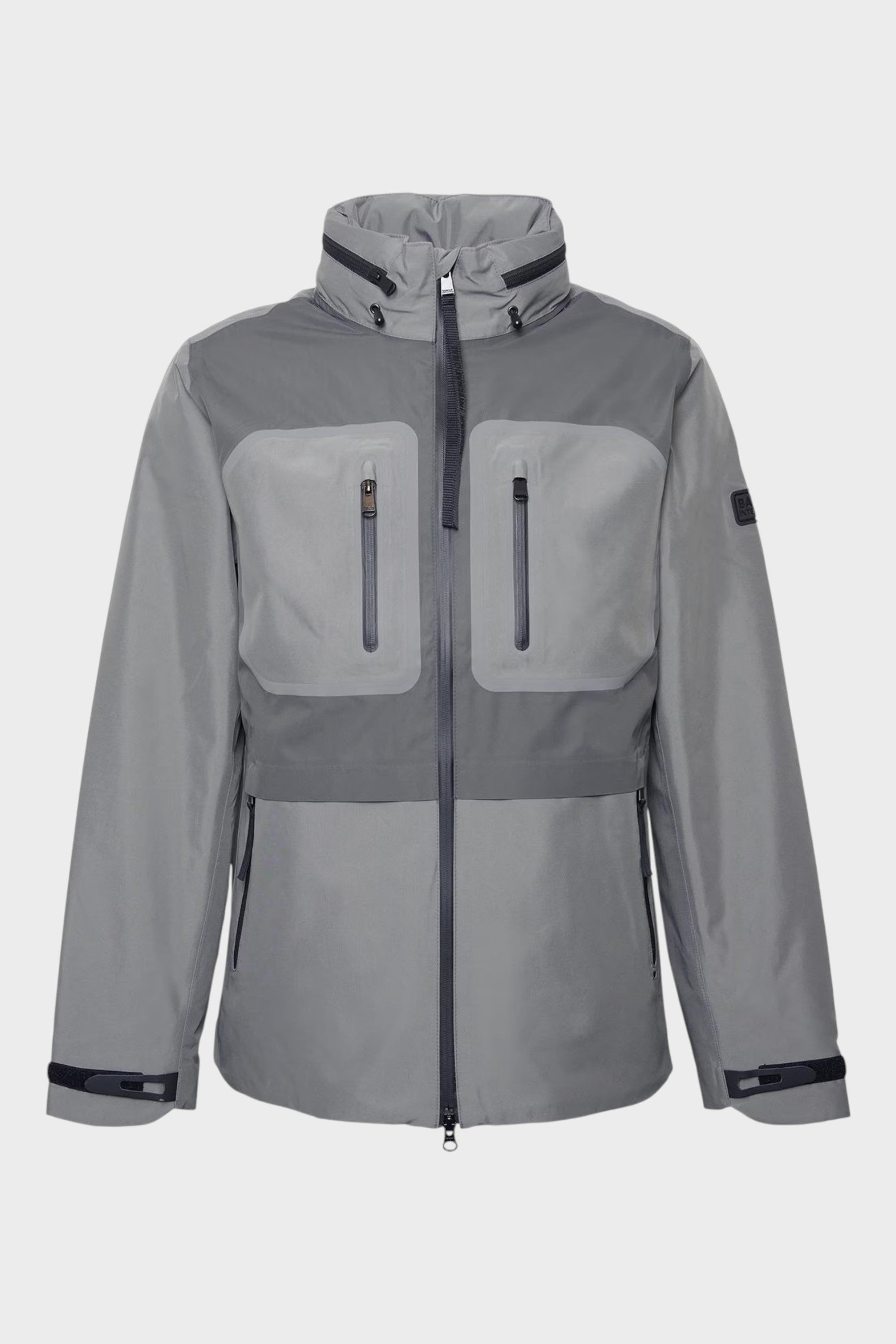 Barbour International Men's Chevin Waterproof Concealed Hood Rain Anorak Grey