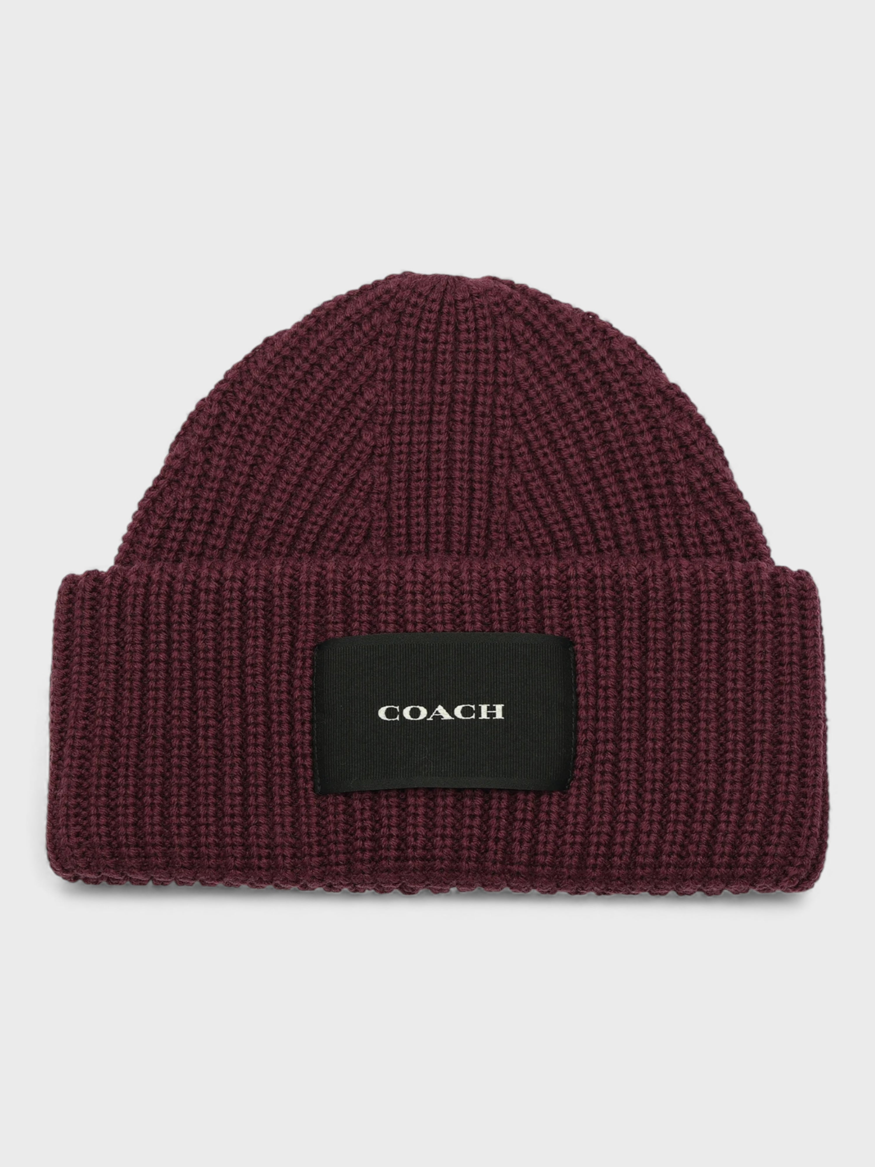 Coach Woven Patch Beanie Oxblood