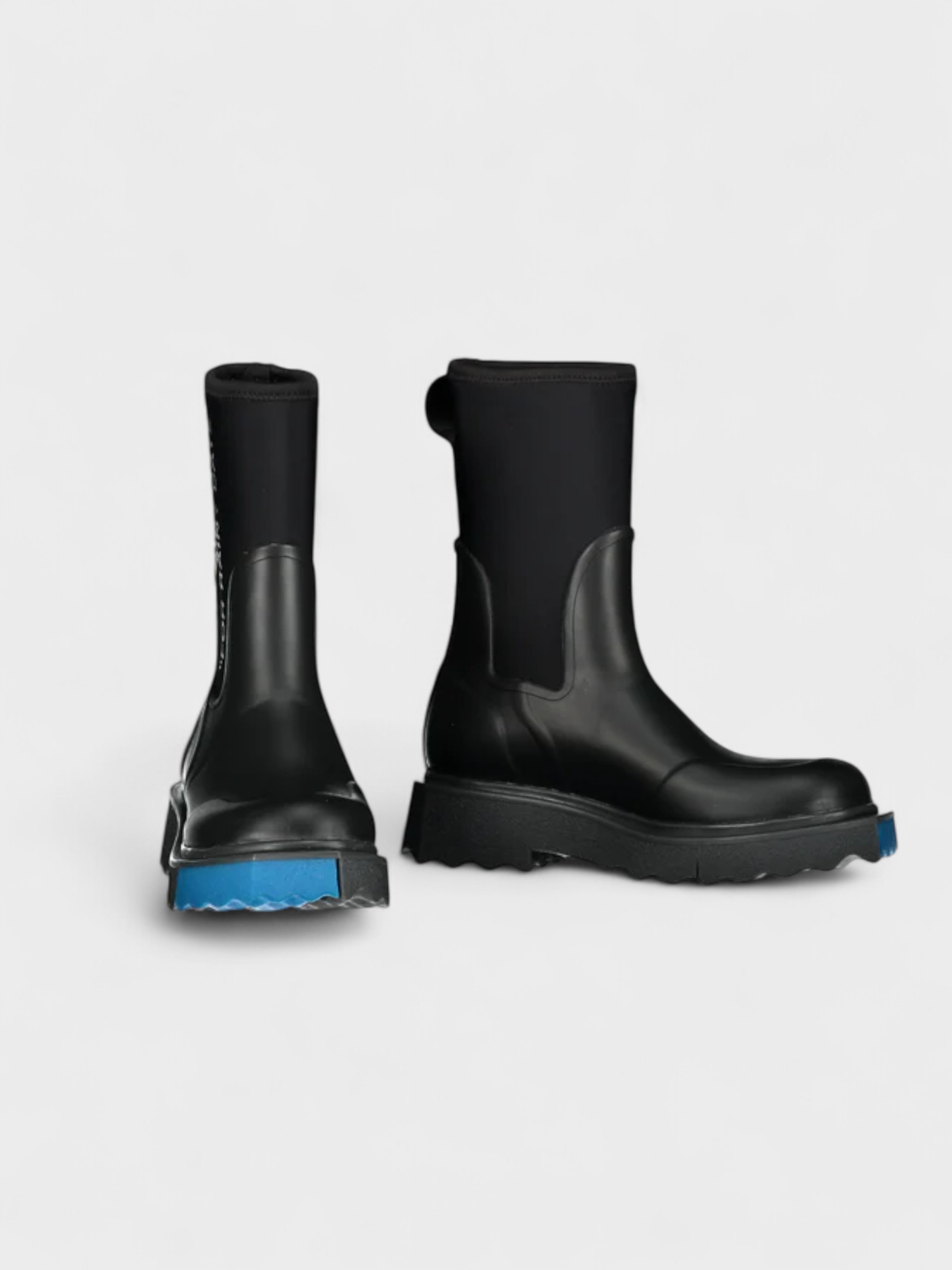 Off-White Sponge Rubber Neoprene "For Rainy Days" Boots