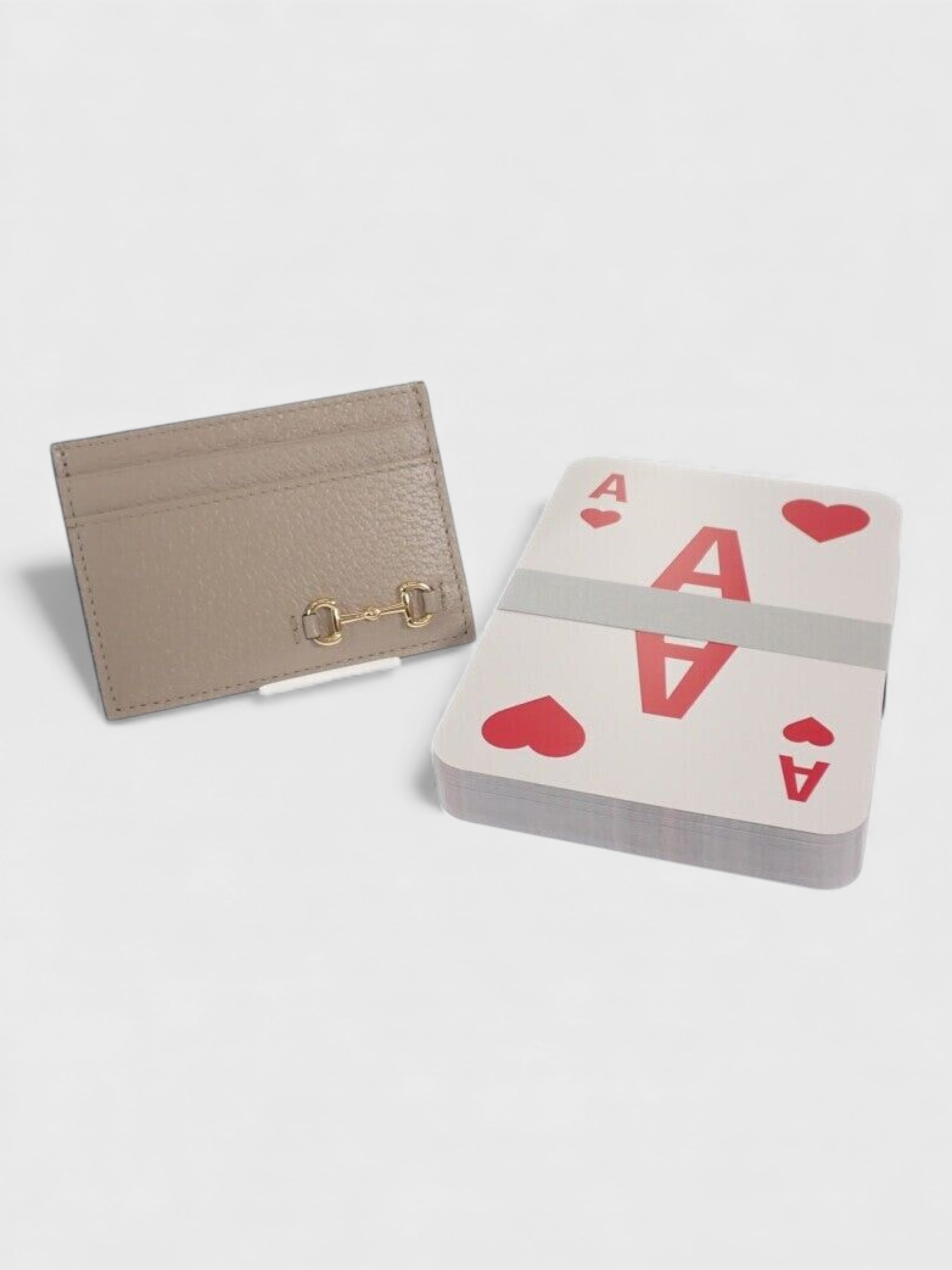 Gucci Horsebit Card Case & Playing Cards Set Silver