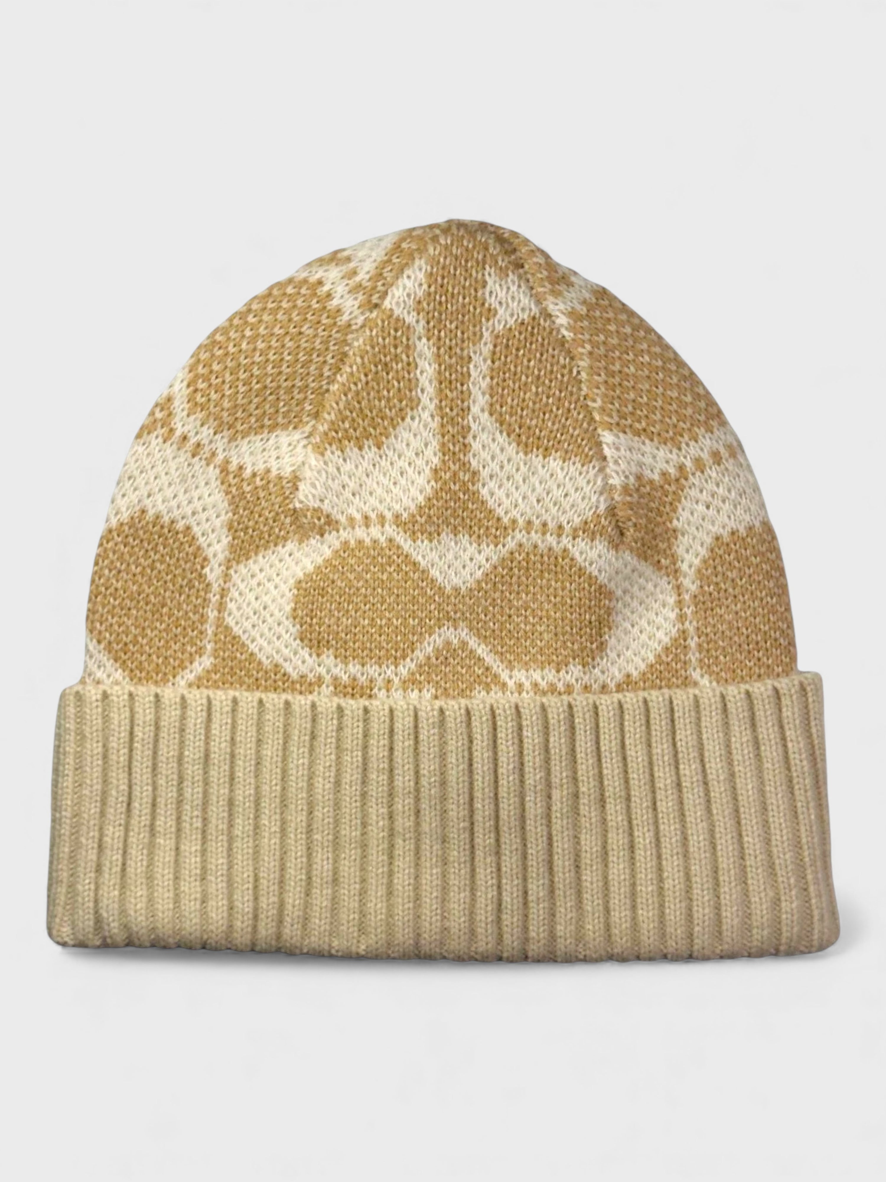 Coach Signature Jumbo Beanie Camel Beige