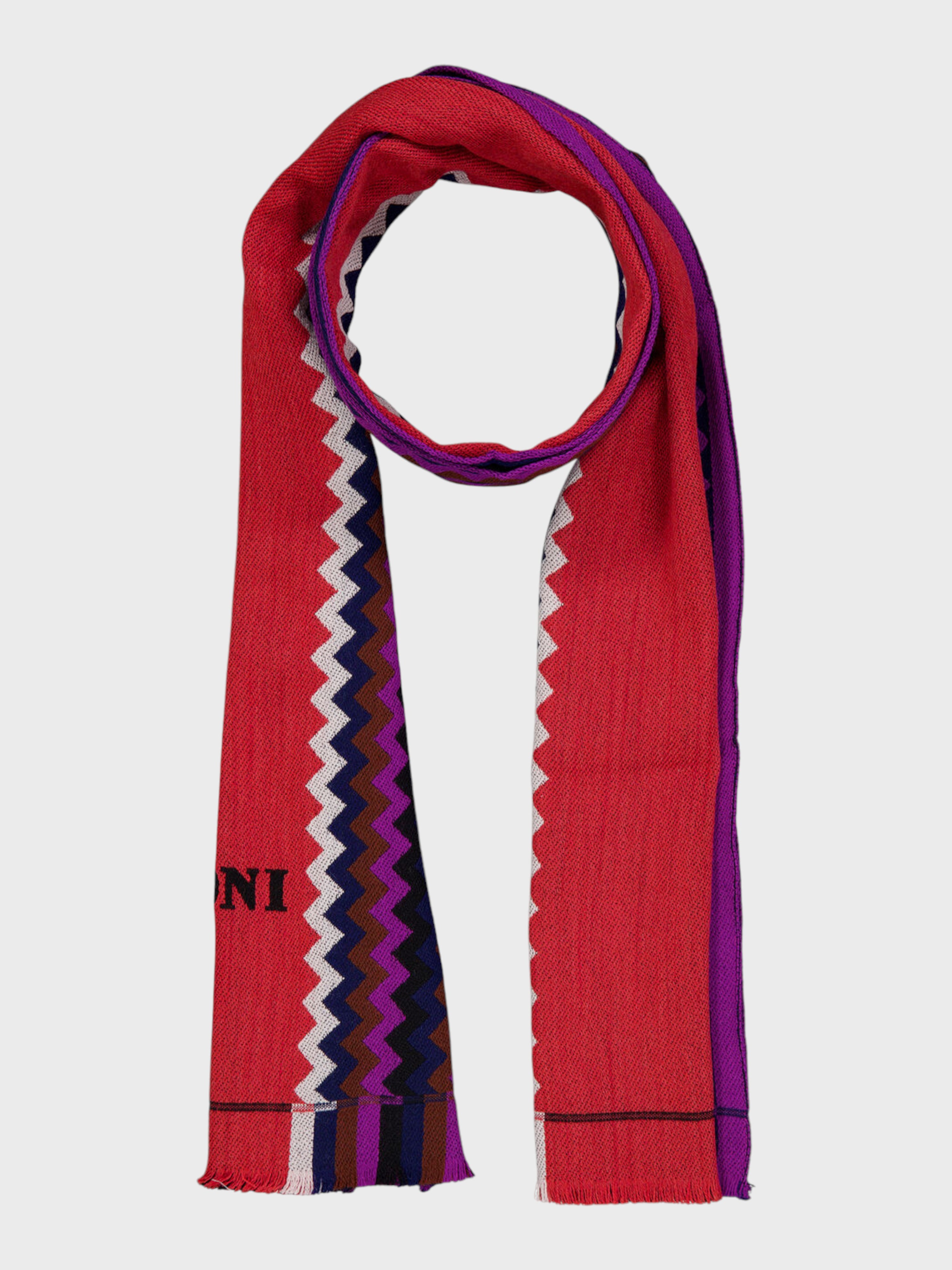 Missoni Wool Zigzag Multi Scarf Red