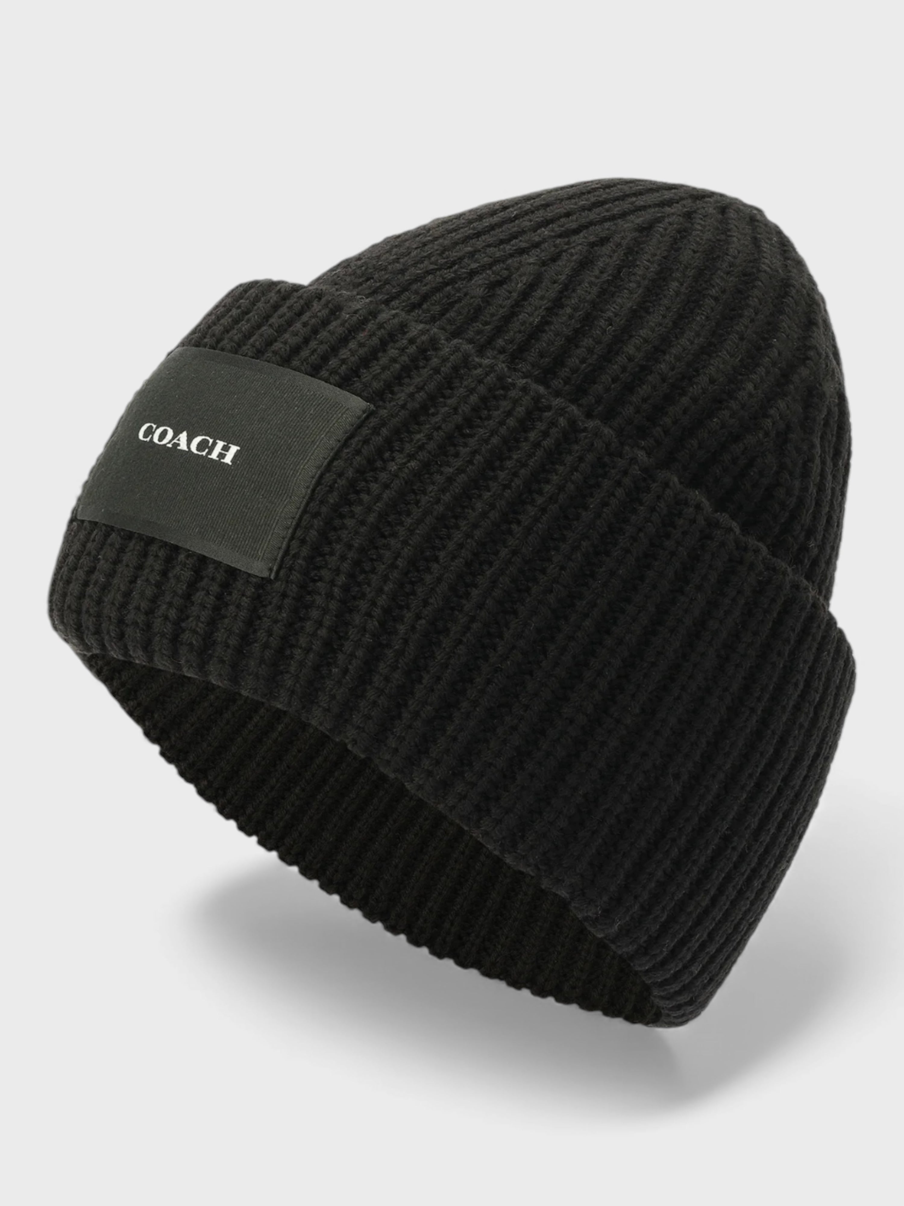 Coach Woven Patch Beanie Black