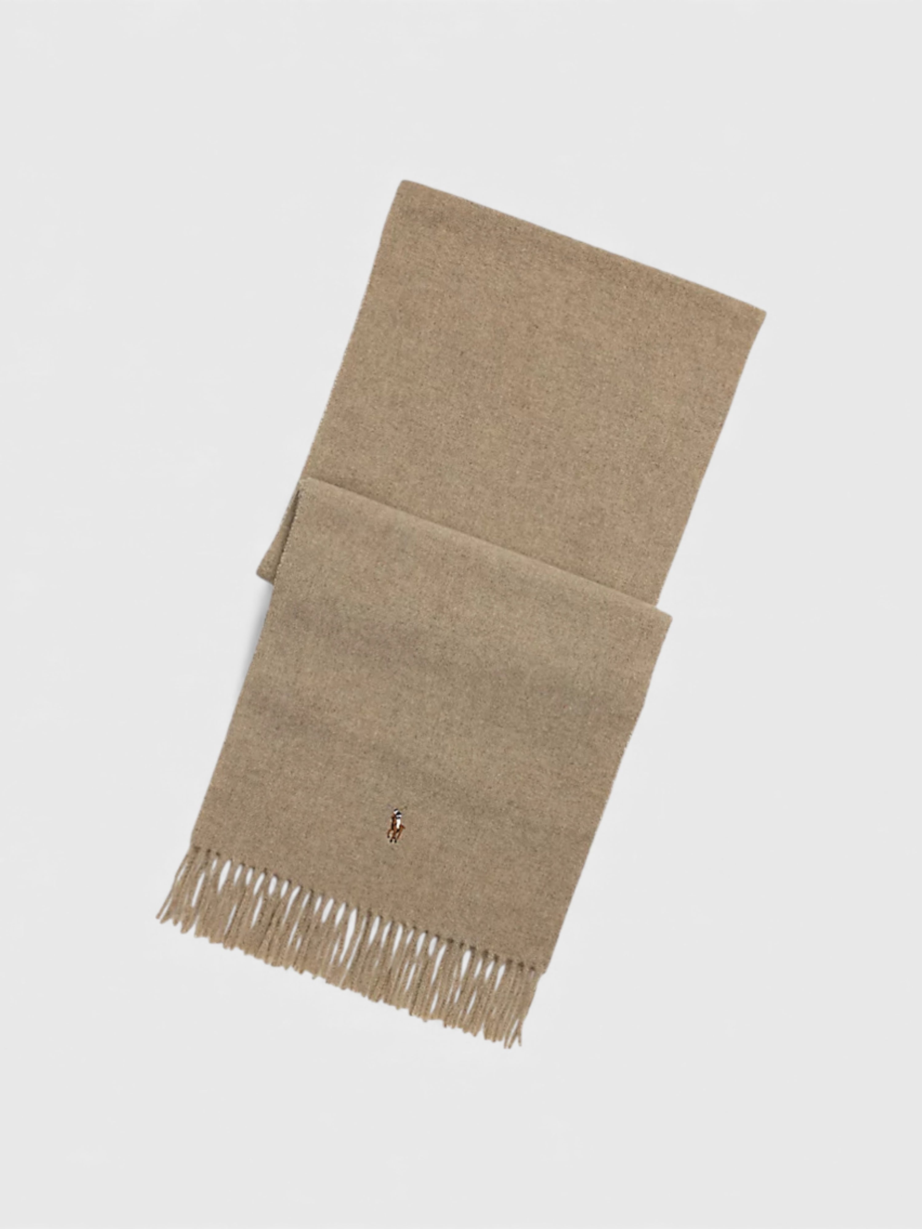 Polo Ralph Lauren Fringe Virgin Wool Scarf Oatmeal