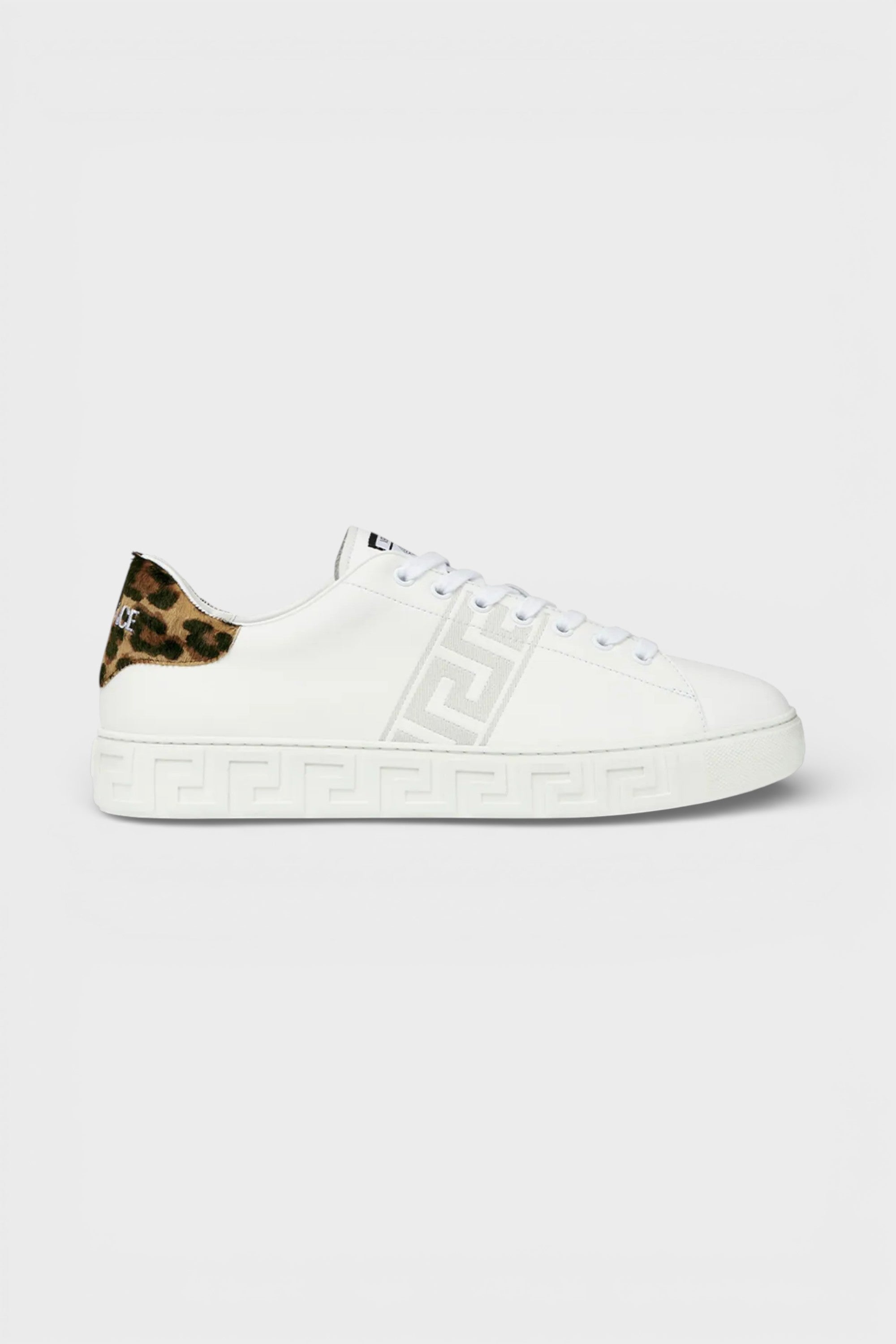 Versace Greca Pony-Effect Sneakers White