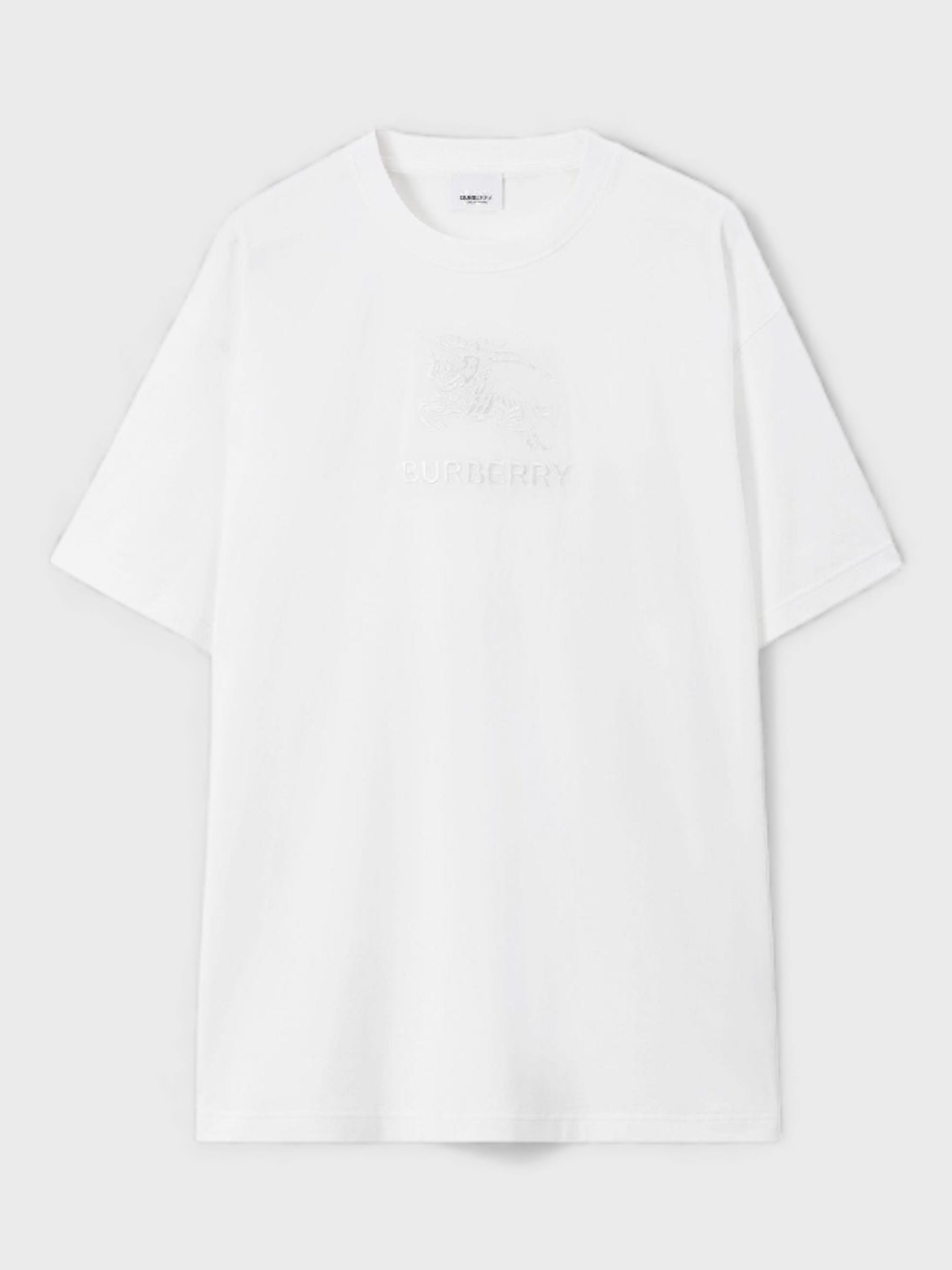 Burberry Embroidered Cotton T Shirt White