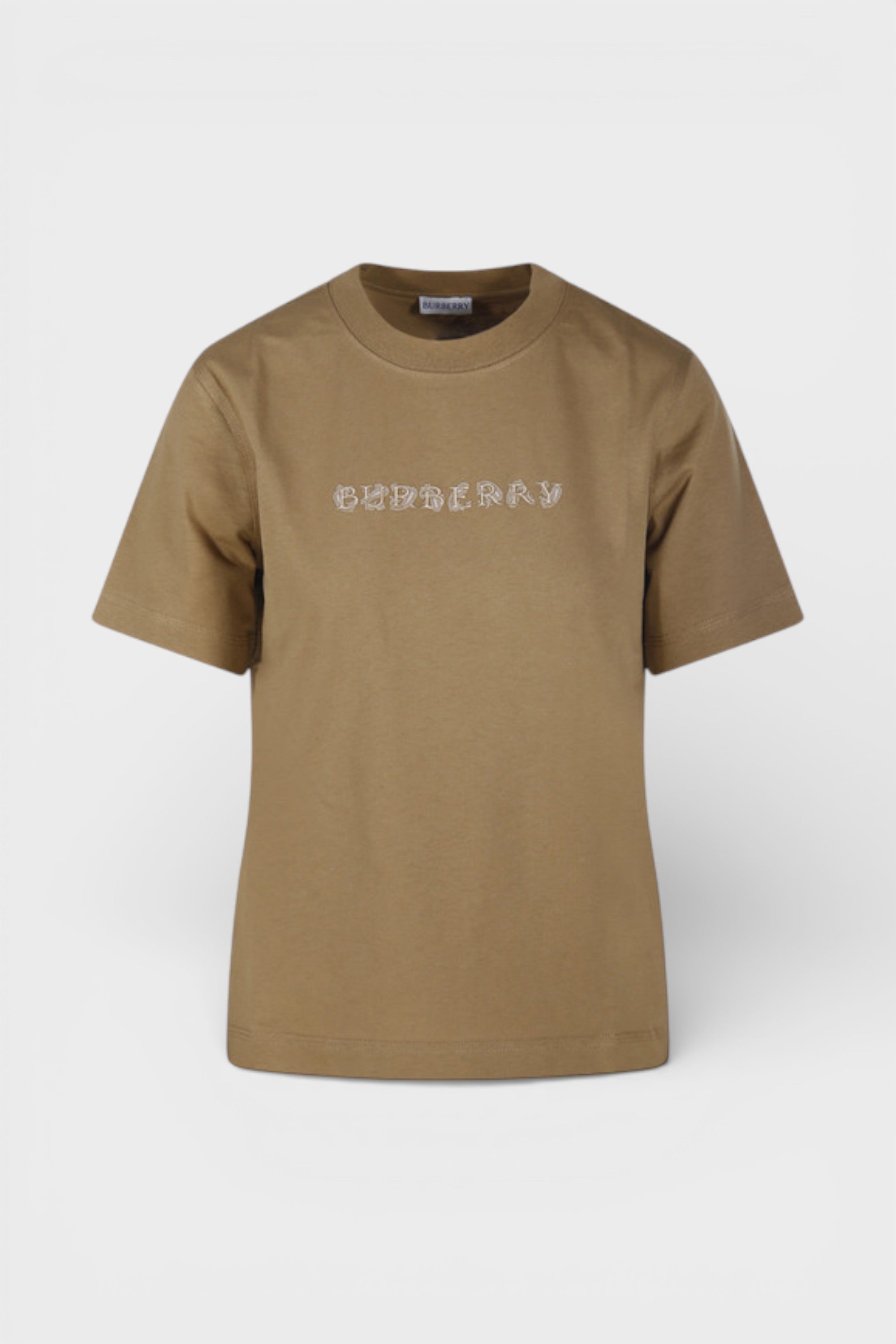 Burberry Paisley Print Logo Cotton T Shirt Teddy Brown
