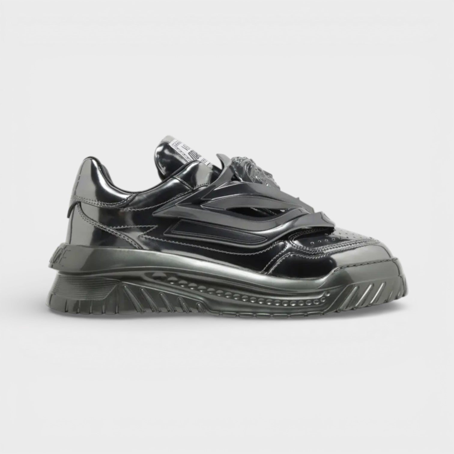 Odissea Leather Low-top Trainers In Gunmetal