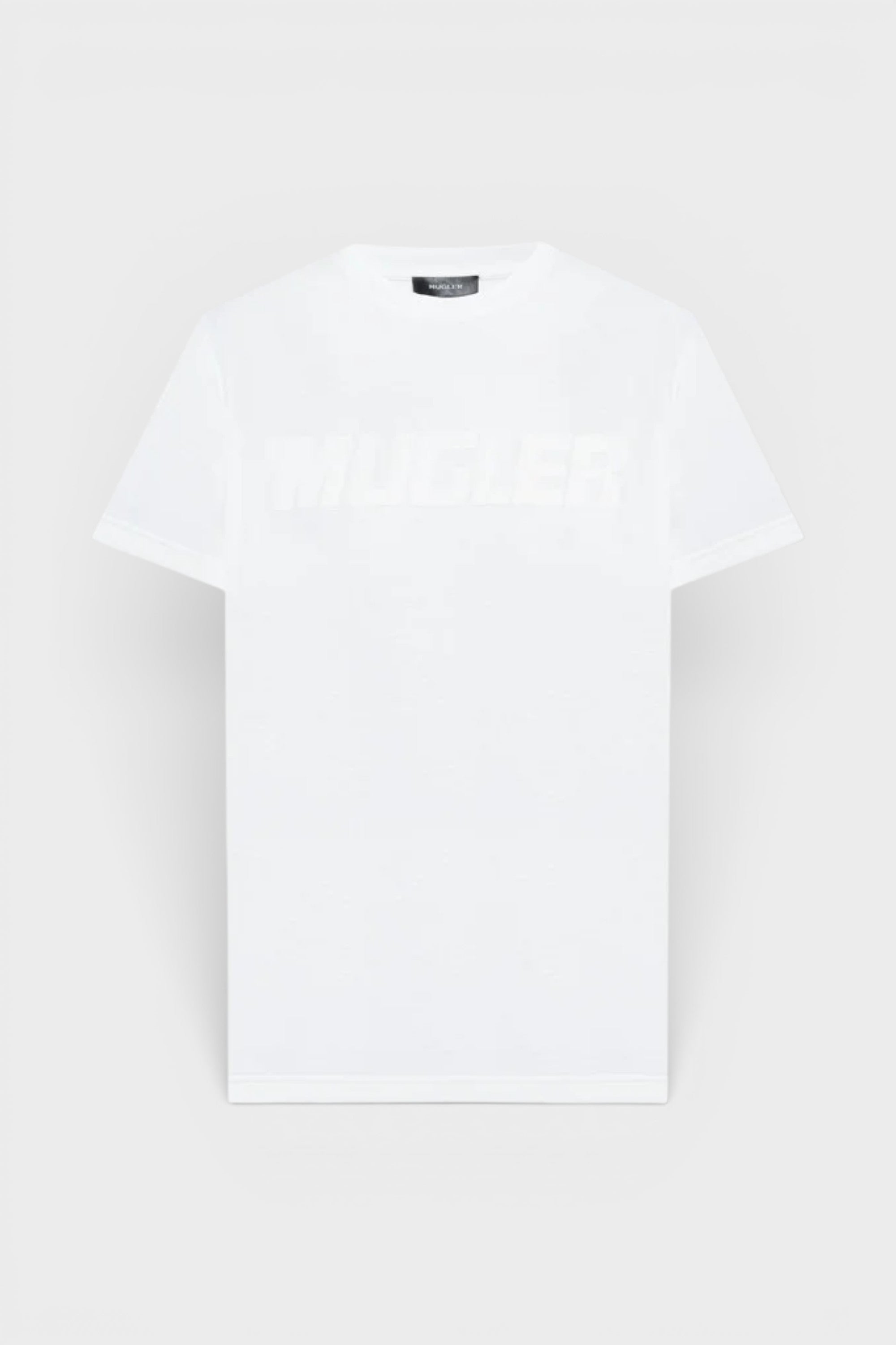 Mugler Logo Print Oversized Tee Warm White