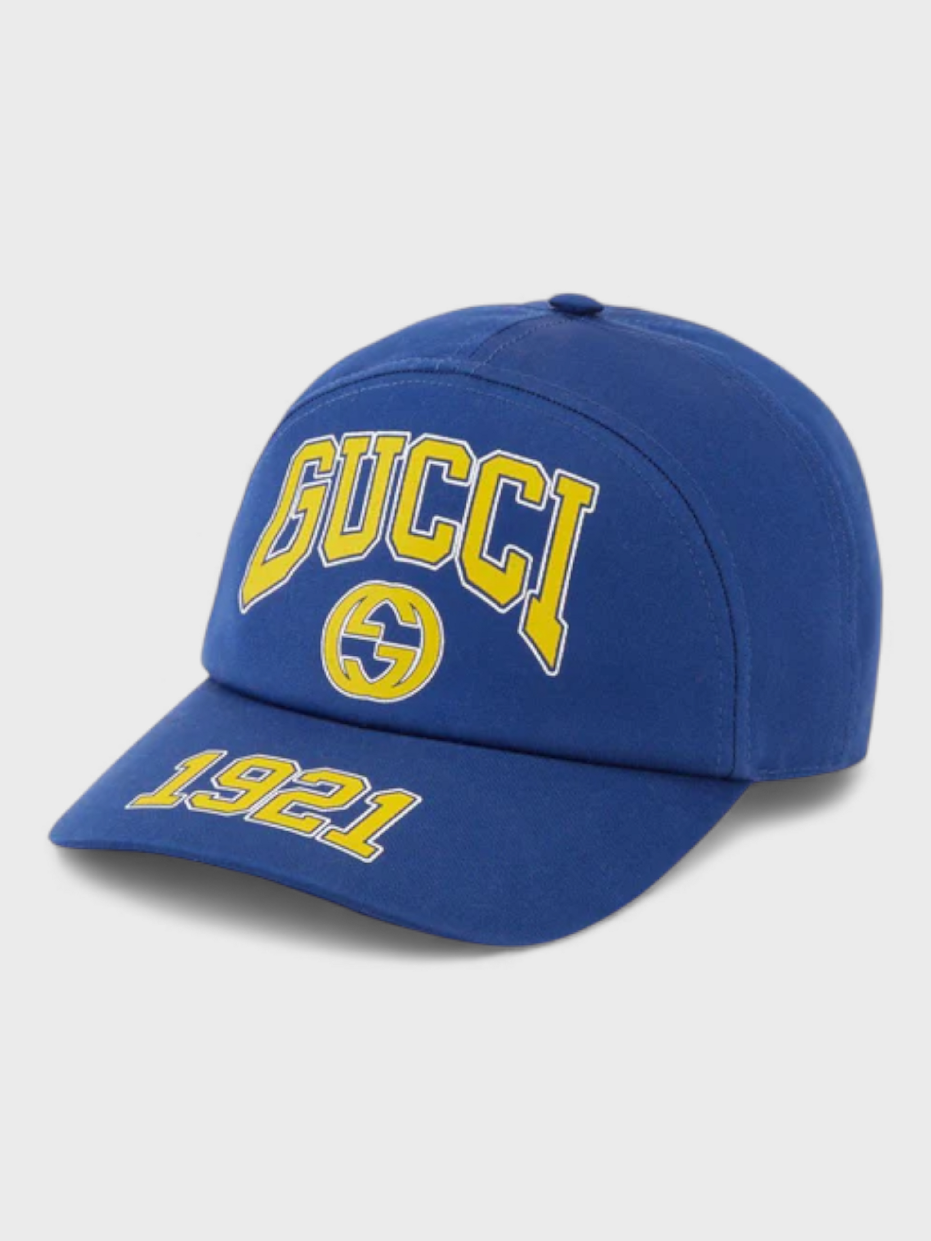Gucci Brand Print Panelled Cotton Cap Blue