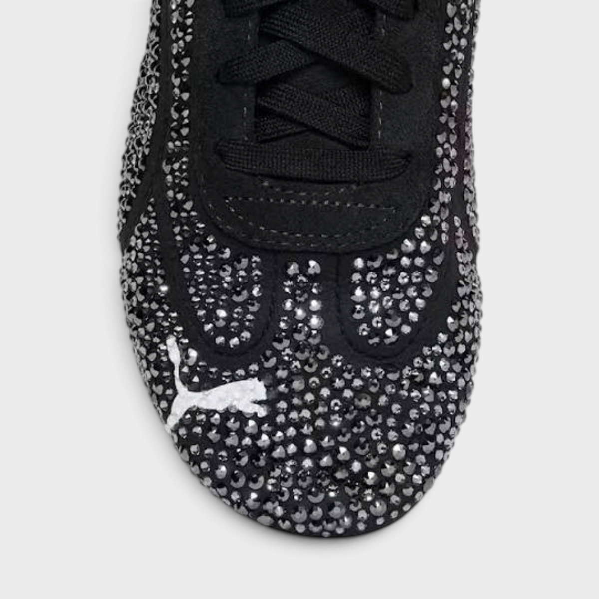 Supplied Fashion Puma X Swarovski Speedcat sneaker in black with hand-applied crystals and white Puma logo detail