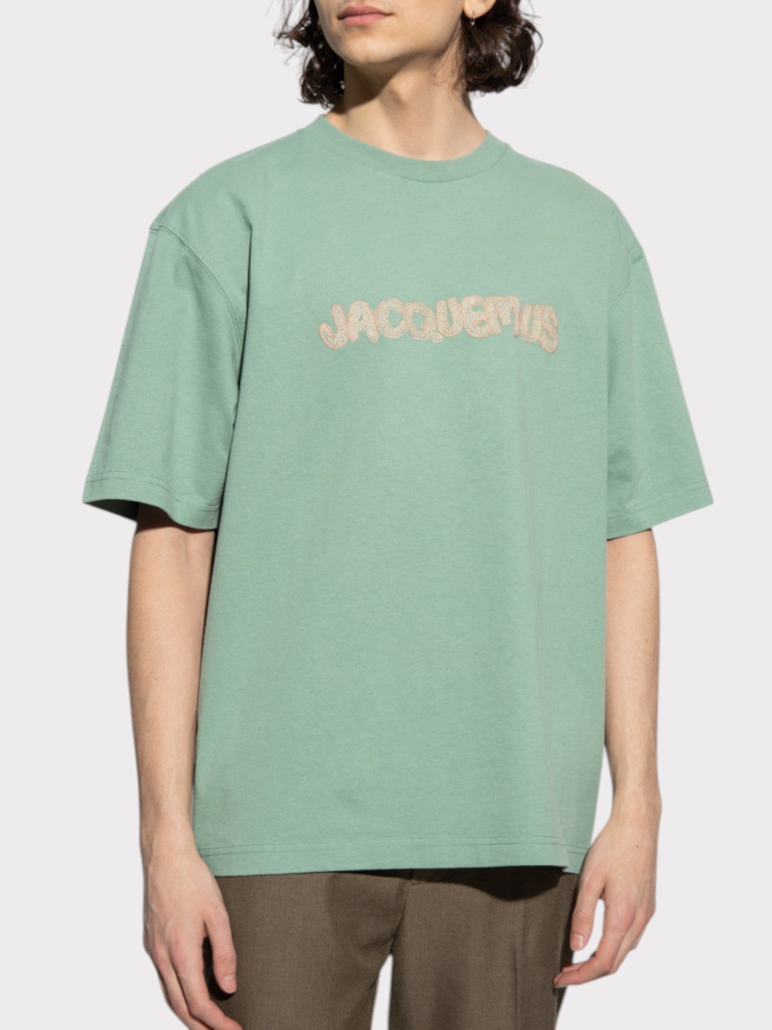 Jacquemus Le T-Shirt Raphia Print Macrame Logo Green - Supplied FashionJACQUEMUS