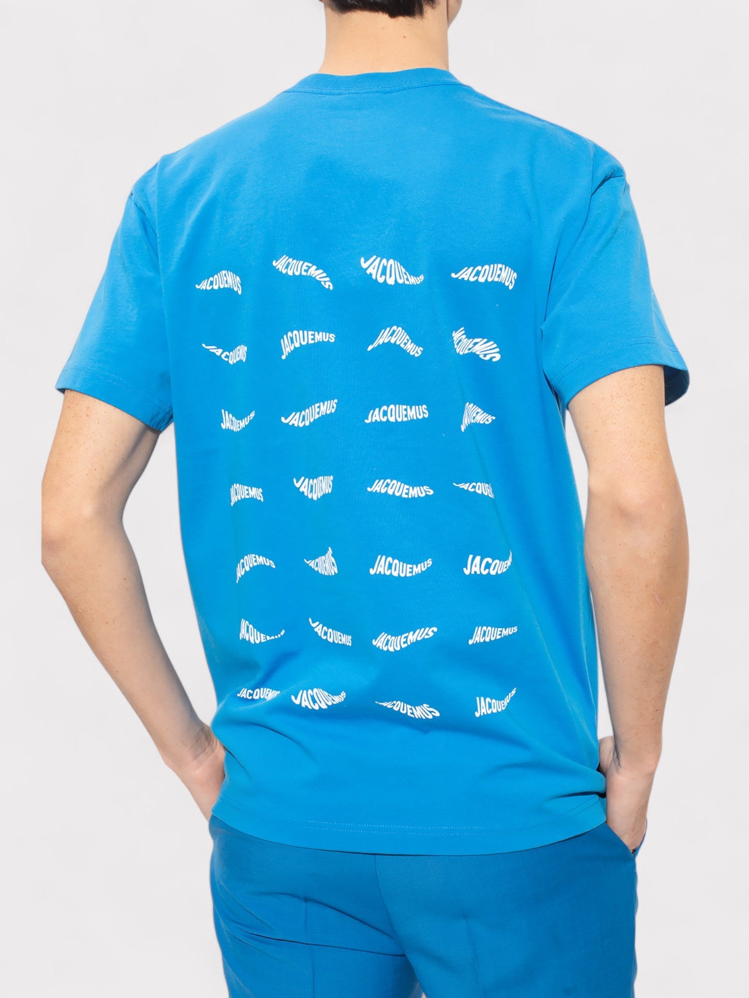 Jacquemus Le T-Shirt Vague Print Logo Wave Blue - Supplied FashionJACQUEMUS