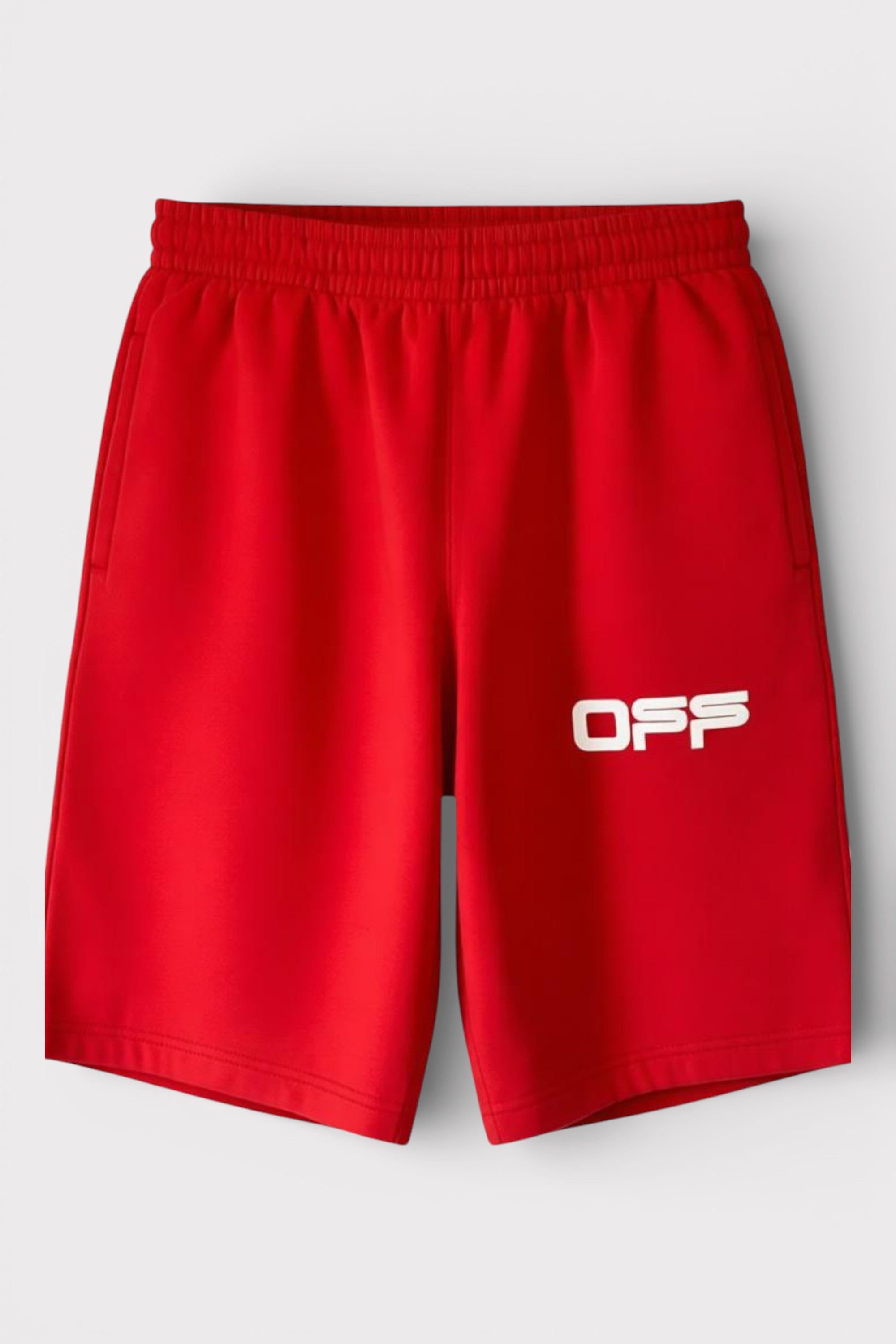 Off-White Airport Tape Sweatshorts Red