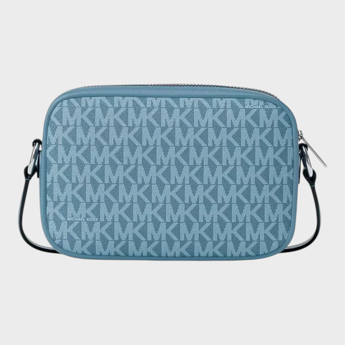 Jet Set Small Signature Logo Camera Crossbody Bag Denim Blue