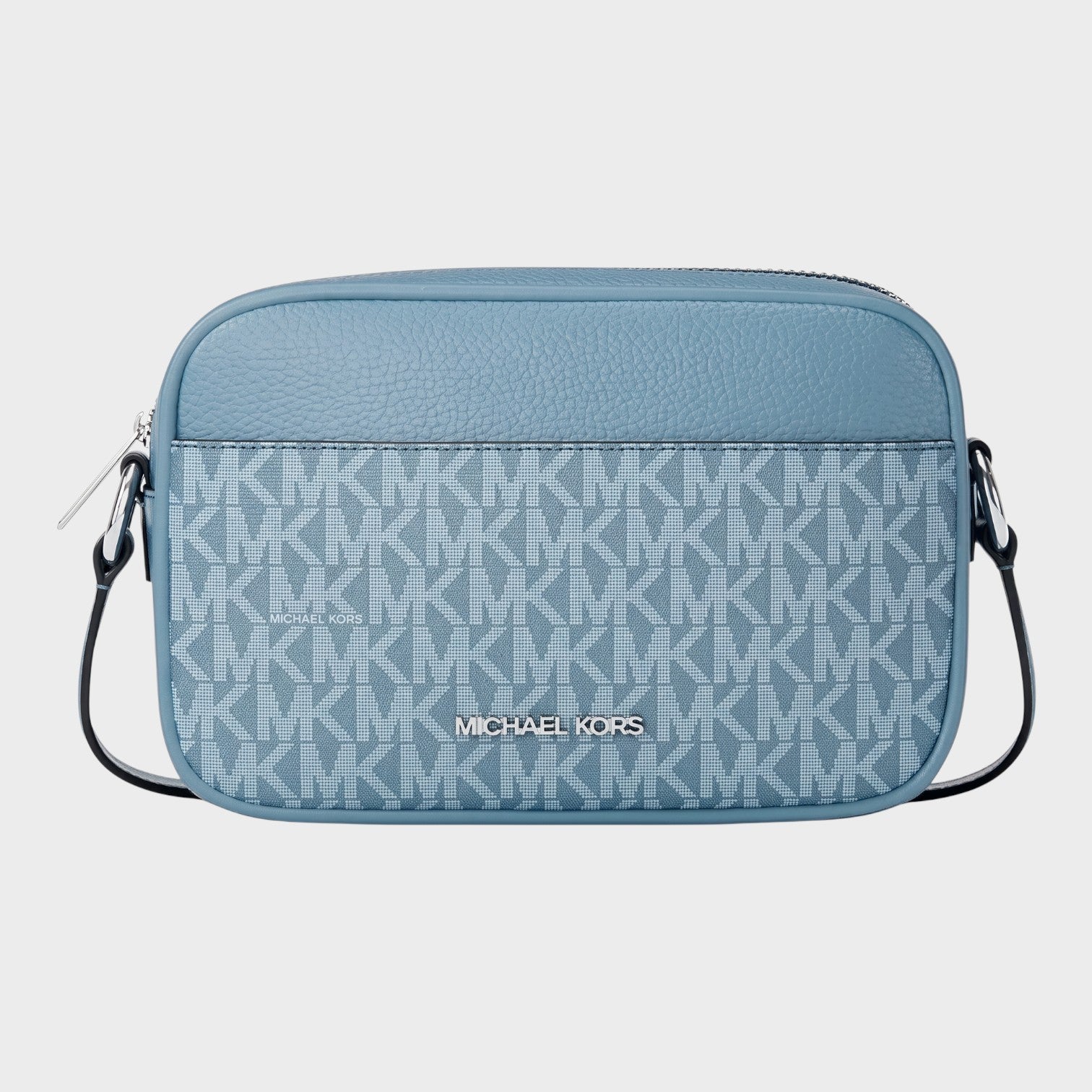 Jet Set Small Signature Logo Camera Crossbody Bag Denim Blue
