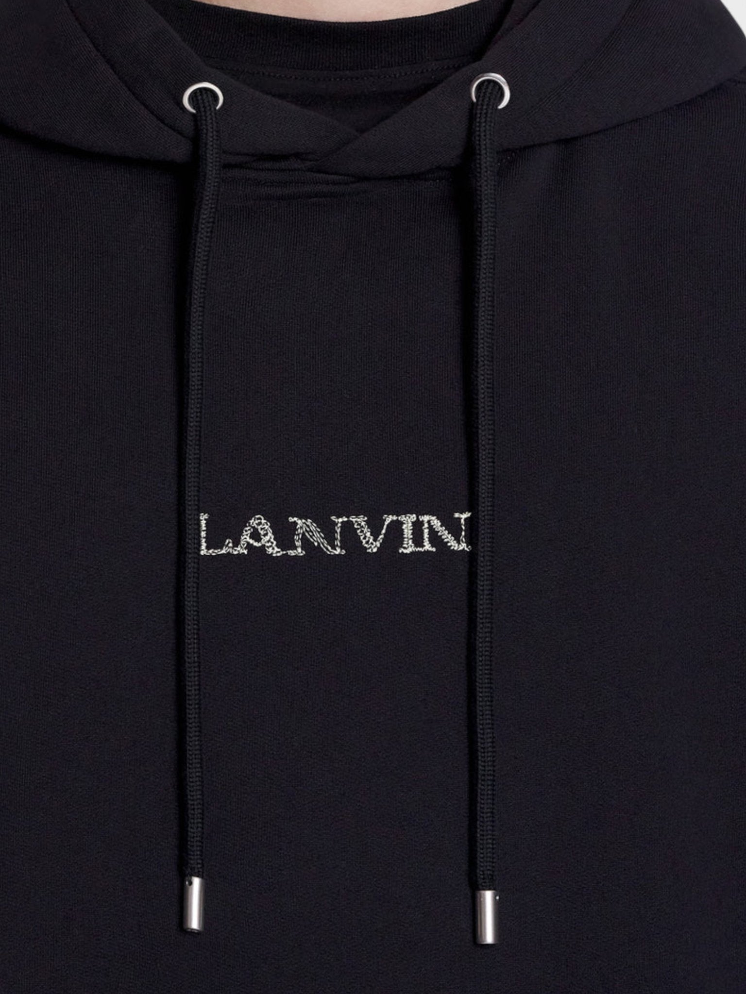 Lanvin Embroidered Loose Logo Hoodie Black - Supplied FashionLanvin