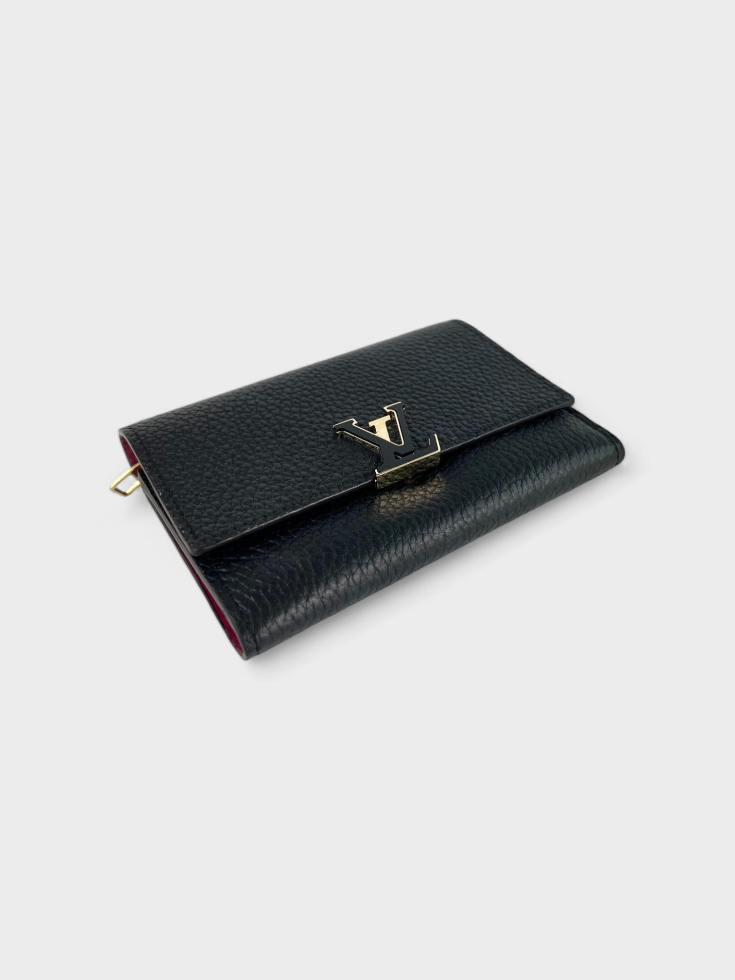 Louis Vuitton Portefeuille Capucines Noir/Hot Pink M62157 Women's Taurillon Leather Trifold Wallet - Supplied LuxuryLouis Vuitton