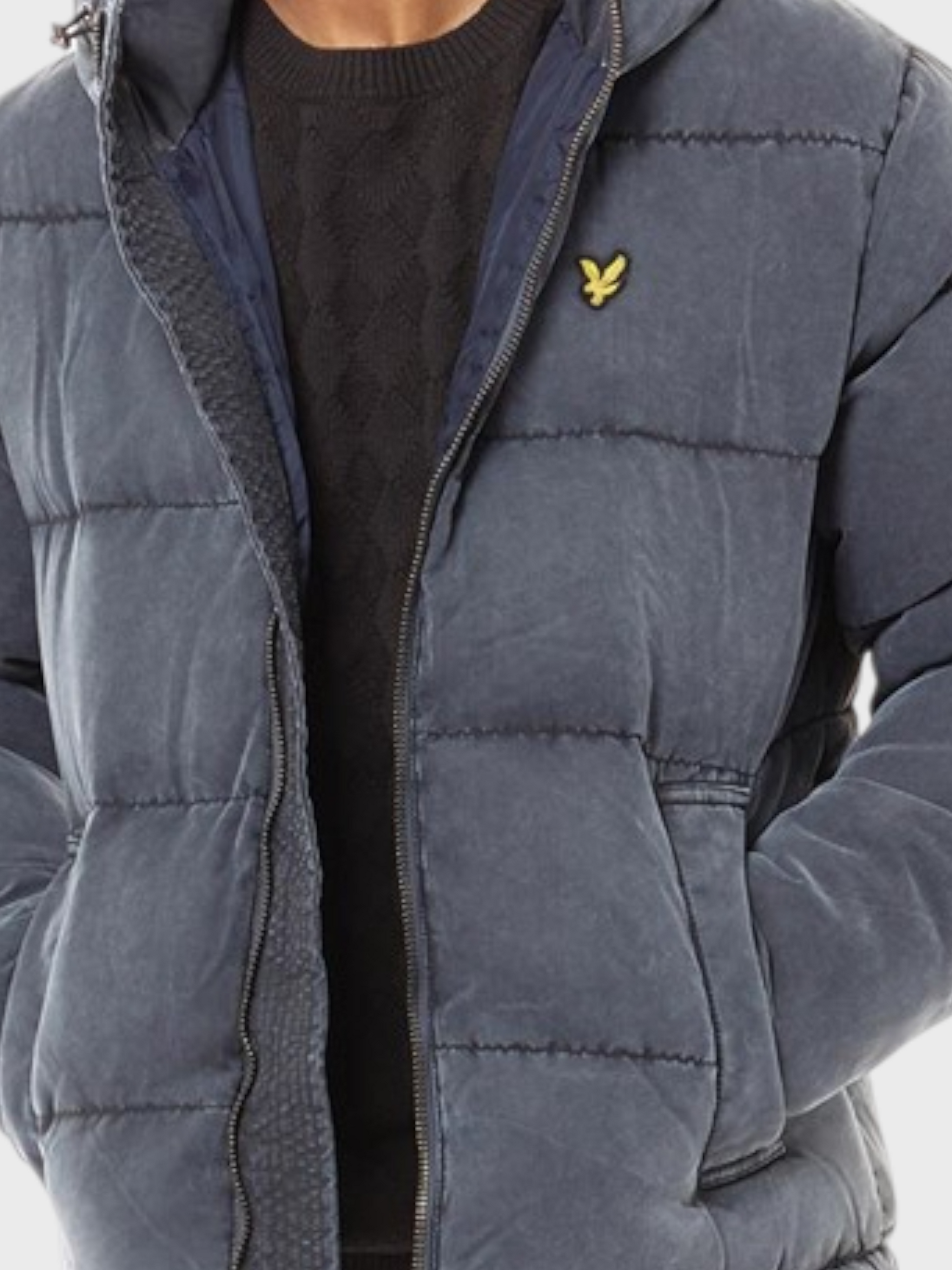 Lyle & Scott Washed Funnelled Puffer Jacket Dark Navy