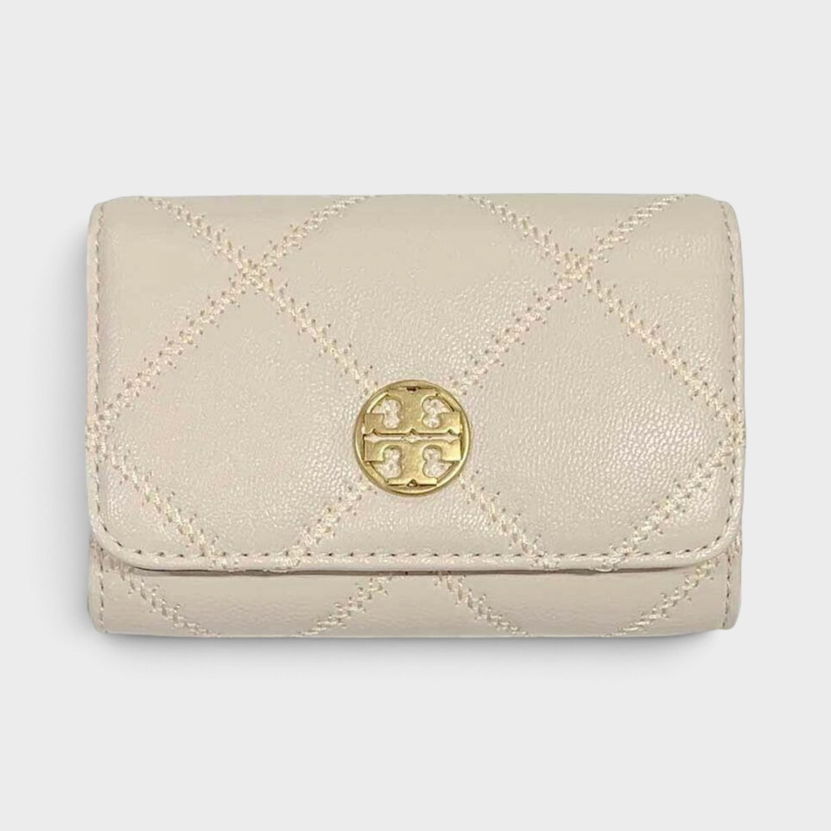 Willa Quilted Card Case Wallet Cream