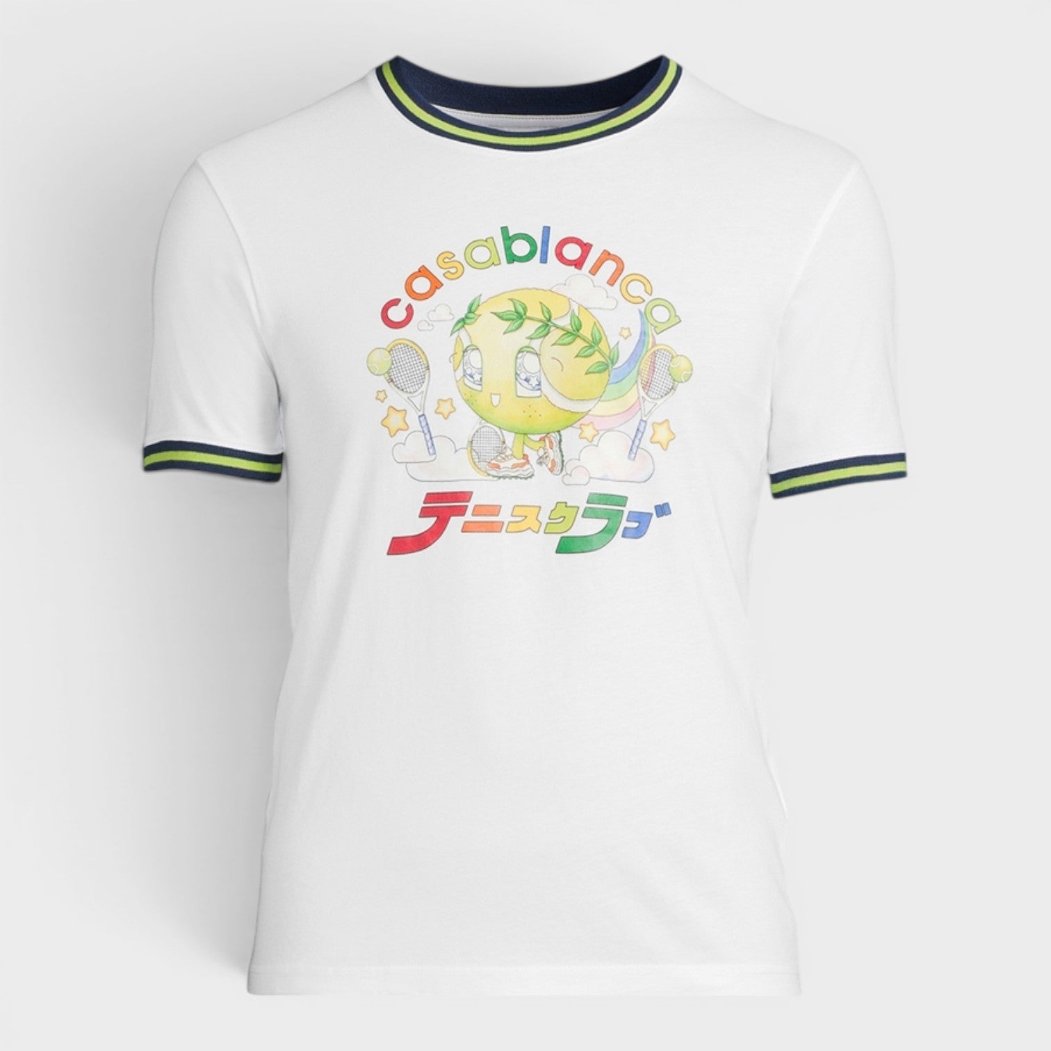 Tennis Mascot Contrast Ringer Tee White