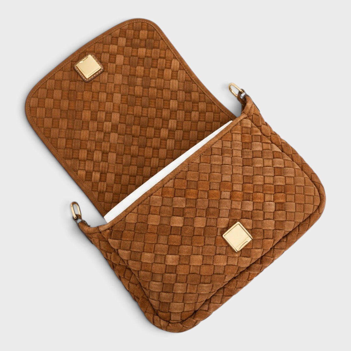 Thea Woven Suede Flap Chicory Brown