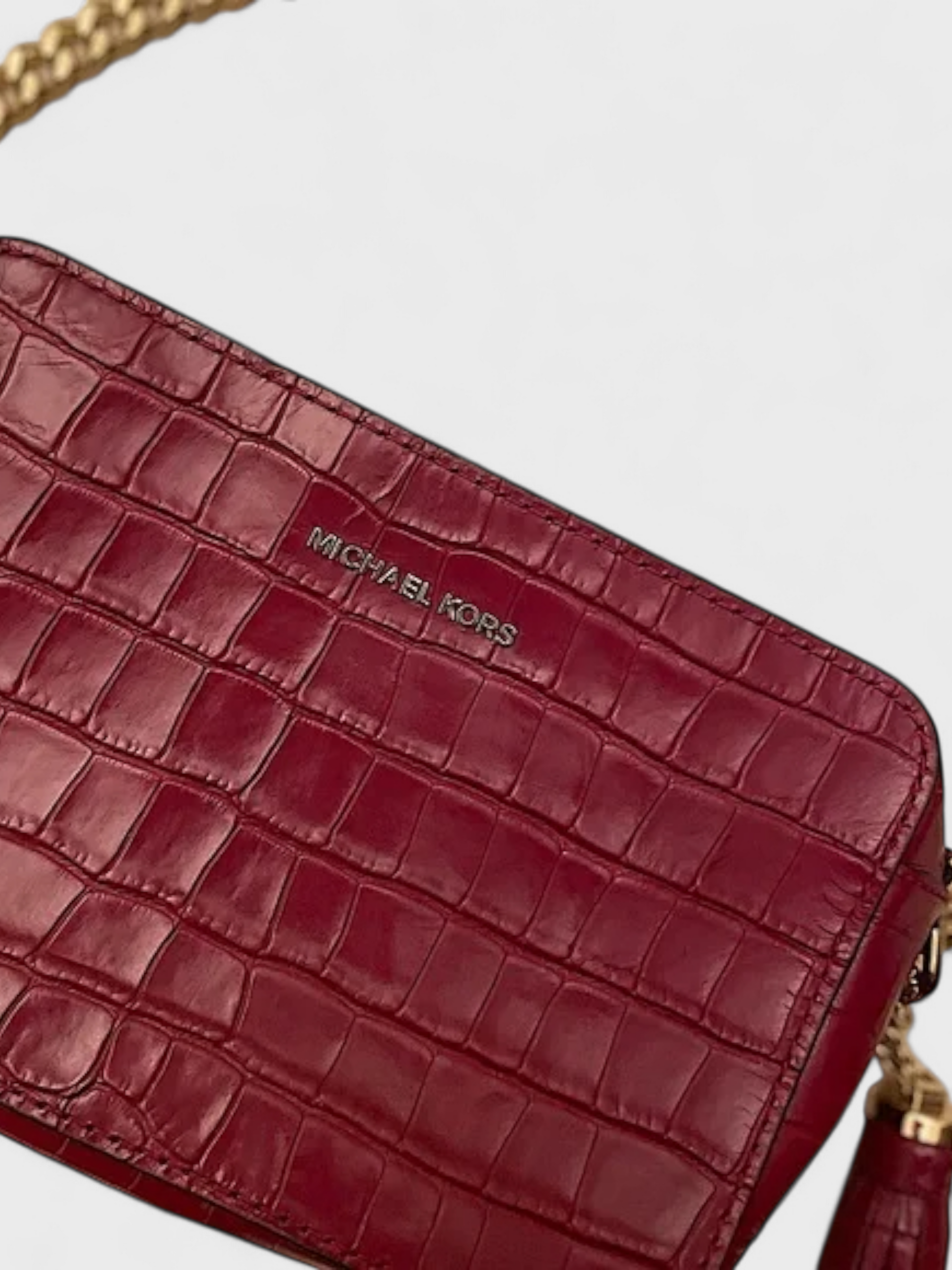 Michael Kors Ginny Medium Crocodile Embossed Leather Crossbody Bag