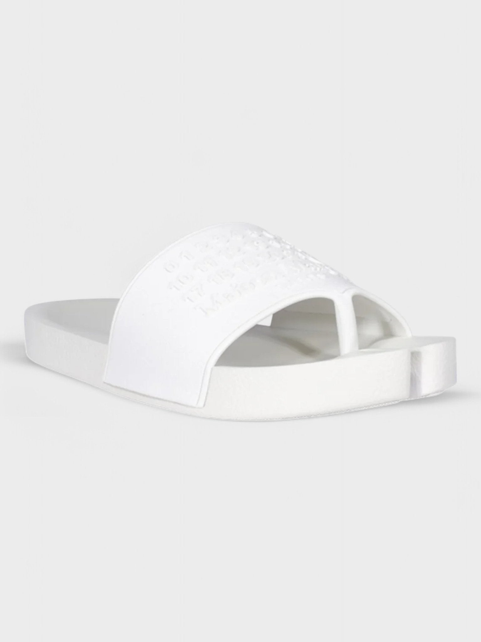 Maison Margiela Embossed Logo Tabi Sliders White - Supplied FashionMaison Margiela