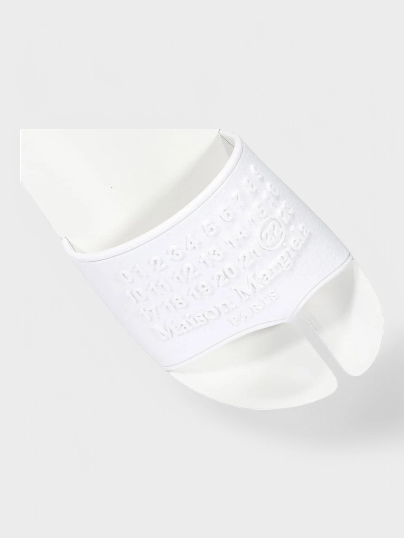 Maison Margiela Embossed Logo Tabi Sliders White - Supplied FashionMaison Margiela