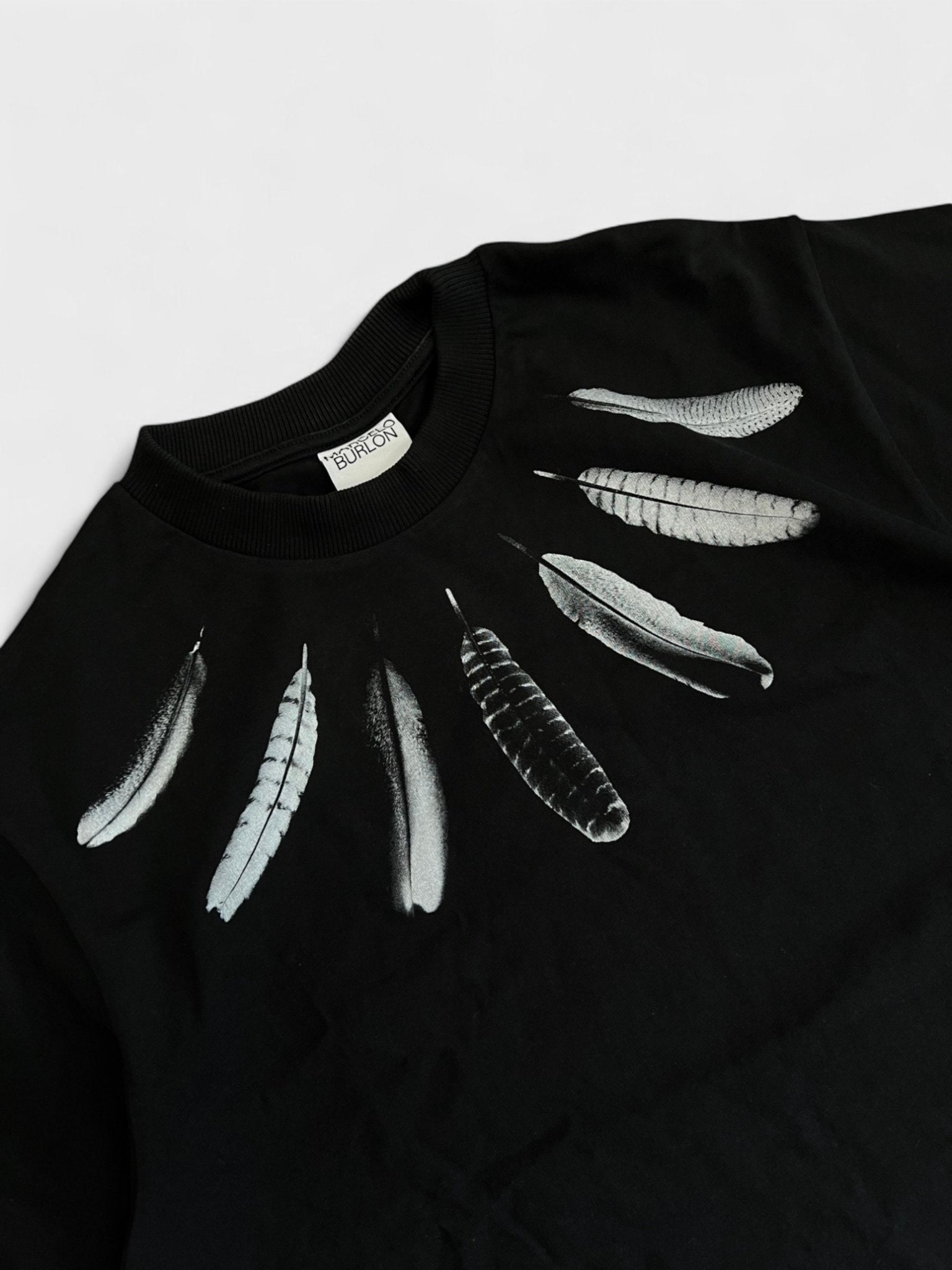 Marcelo Burlon Collar Feathers T-Shirt Black white - Supplied FashionMarcelo Burlon