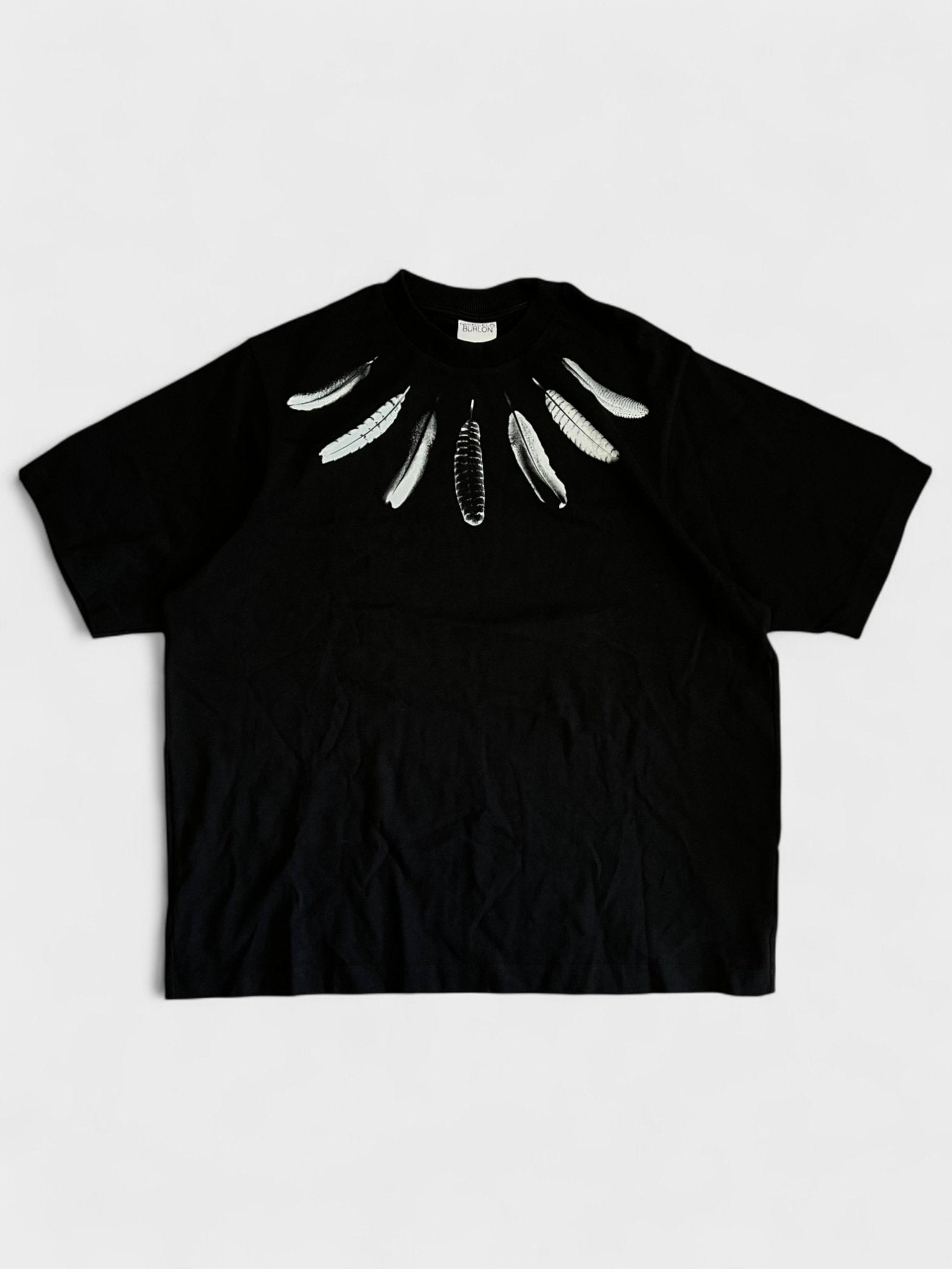 Marcelo Burlon Collar Feathers T-Shirt Black white - Supplied FashionMarcelo Burlon