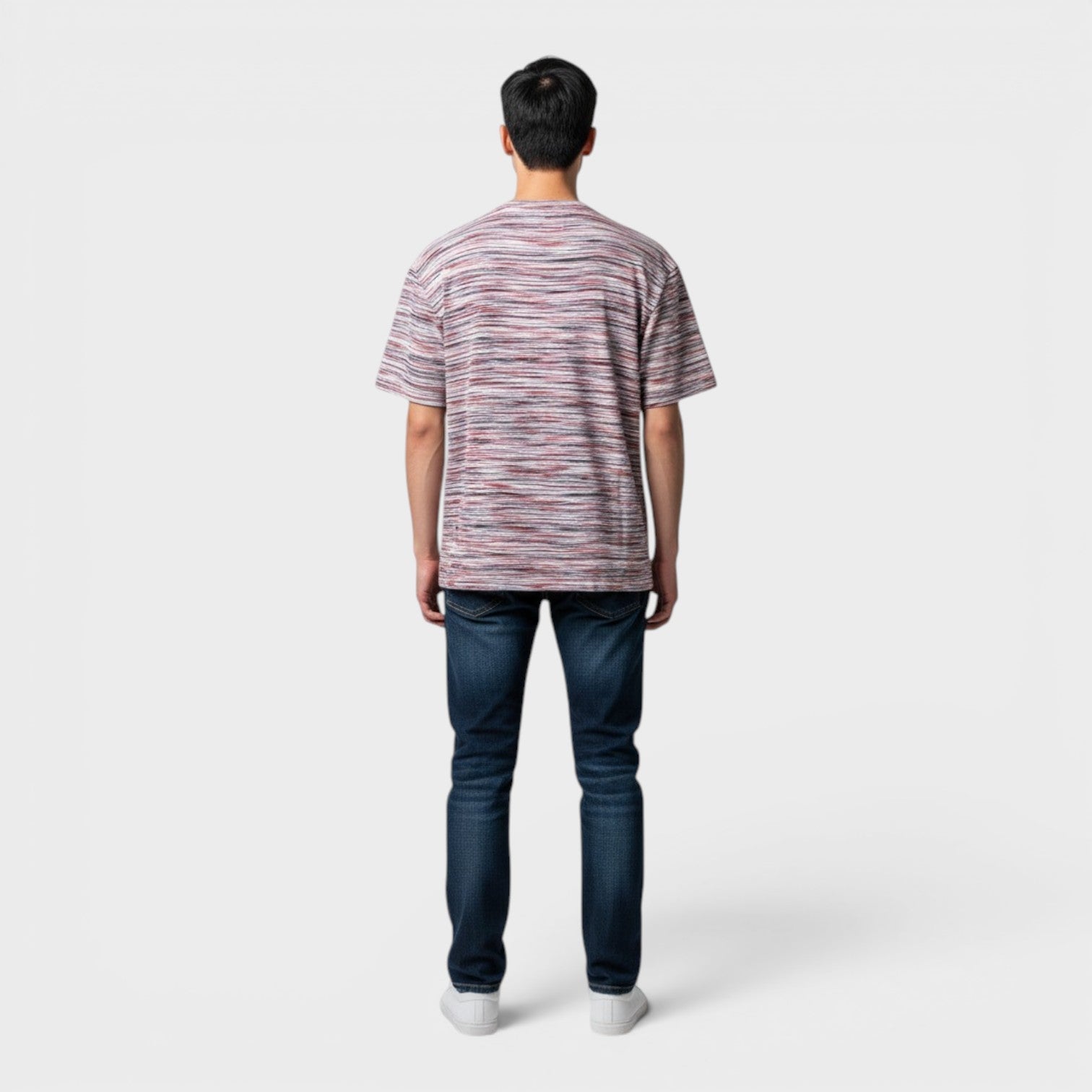 Space-Dyed Cotton T-Shirt Red Blue