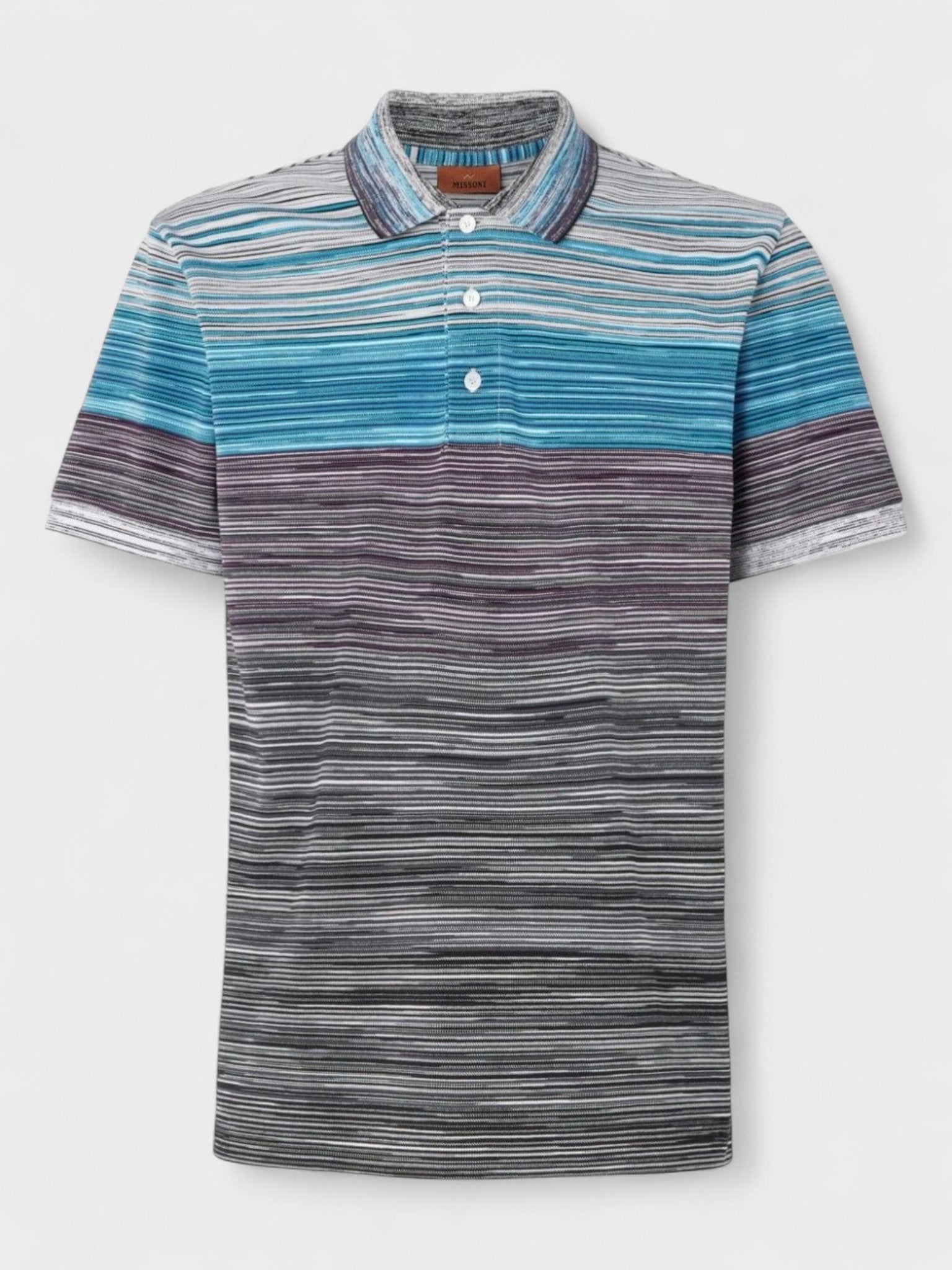 Missoni Space Dye Short Sleeve Polo Shirt Blue - Supplied FashionMissoni