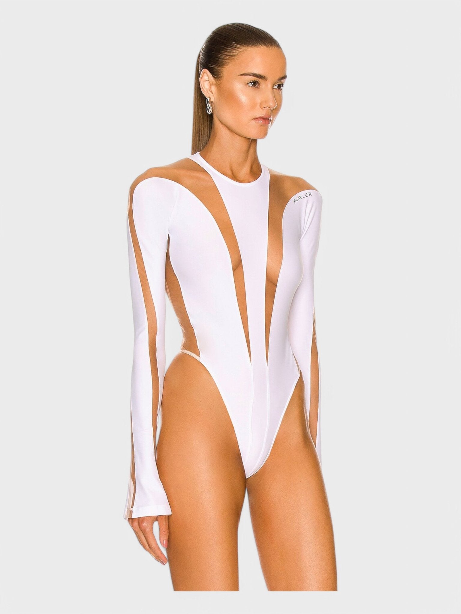 Mugler Bodysuit White Nude 01 - Supplied FashionMugler