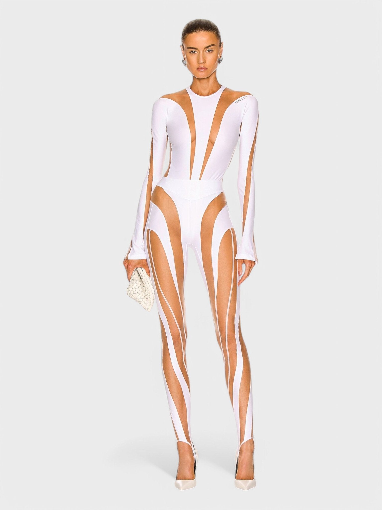 Mugler Bodysuit White Nude 01 - Supplied FashionMugler