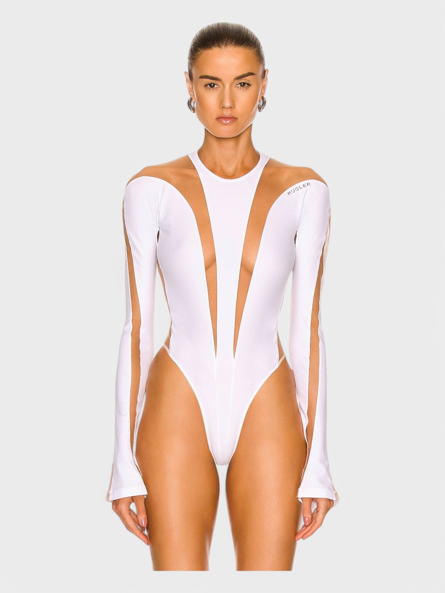 Mugler Bodysuit White Nude 01 - Supplied FashionMugler