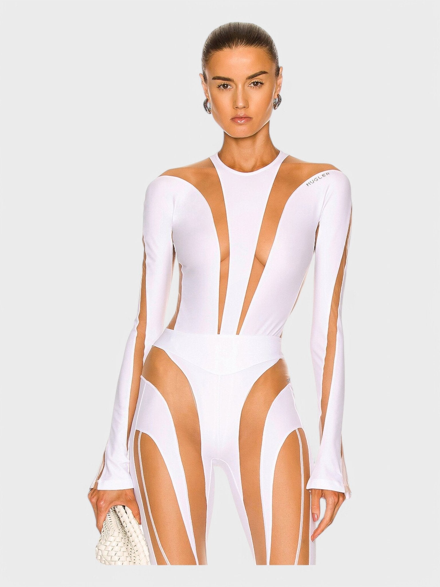 Mugler Bodysuit White Nude 01 - Supplied FashionMugler