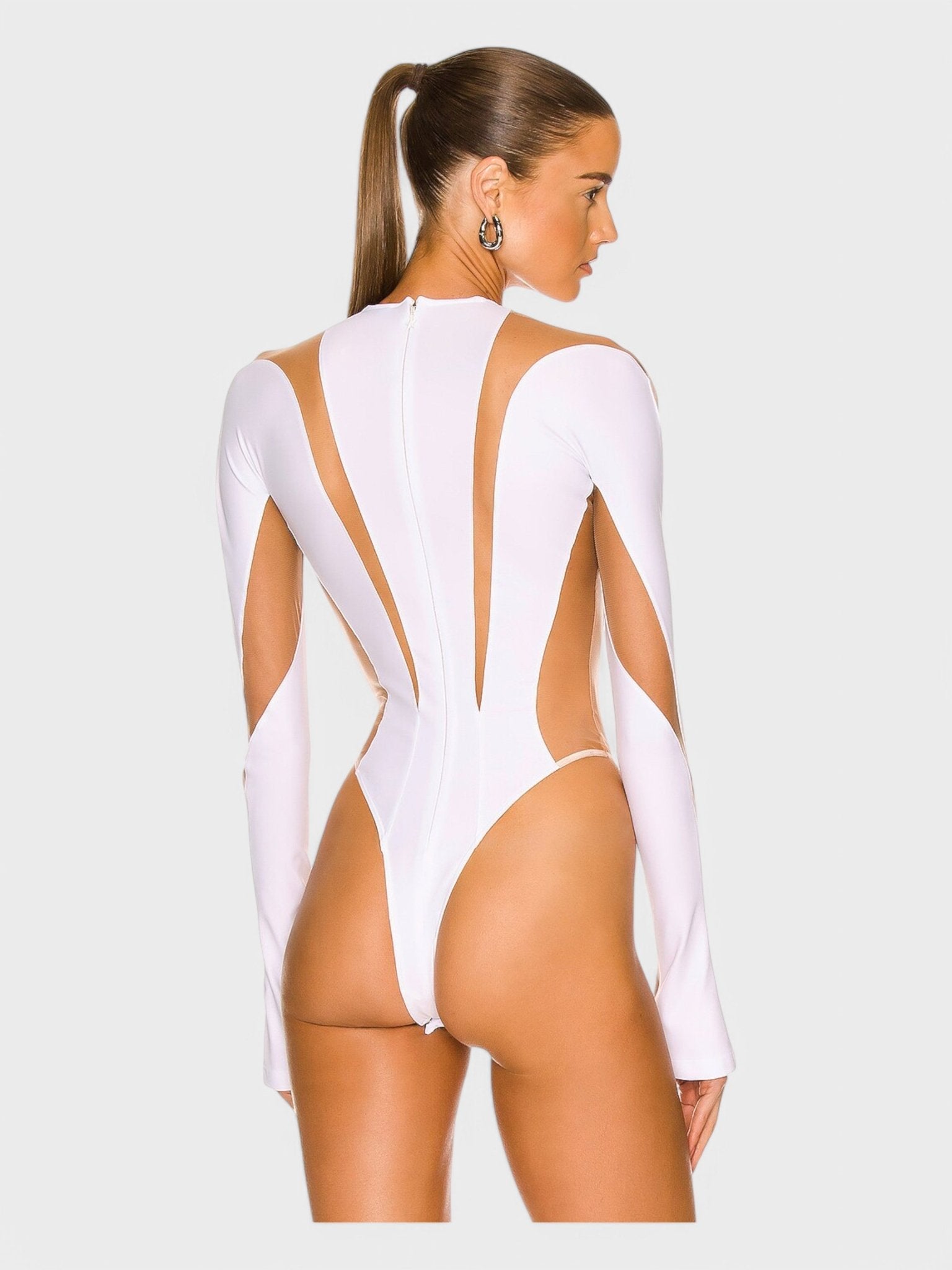 Mugler Bodysuit White Nude 01 - Supplied FashionMugler