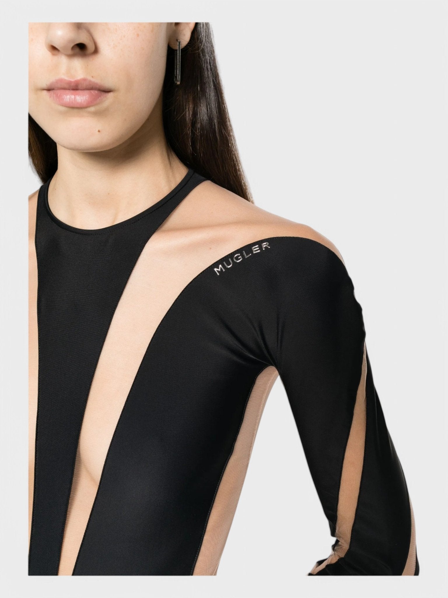 Mugler Illusion Bodysuit Black Nude 02 - Supplied FashionMugler