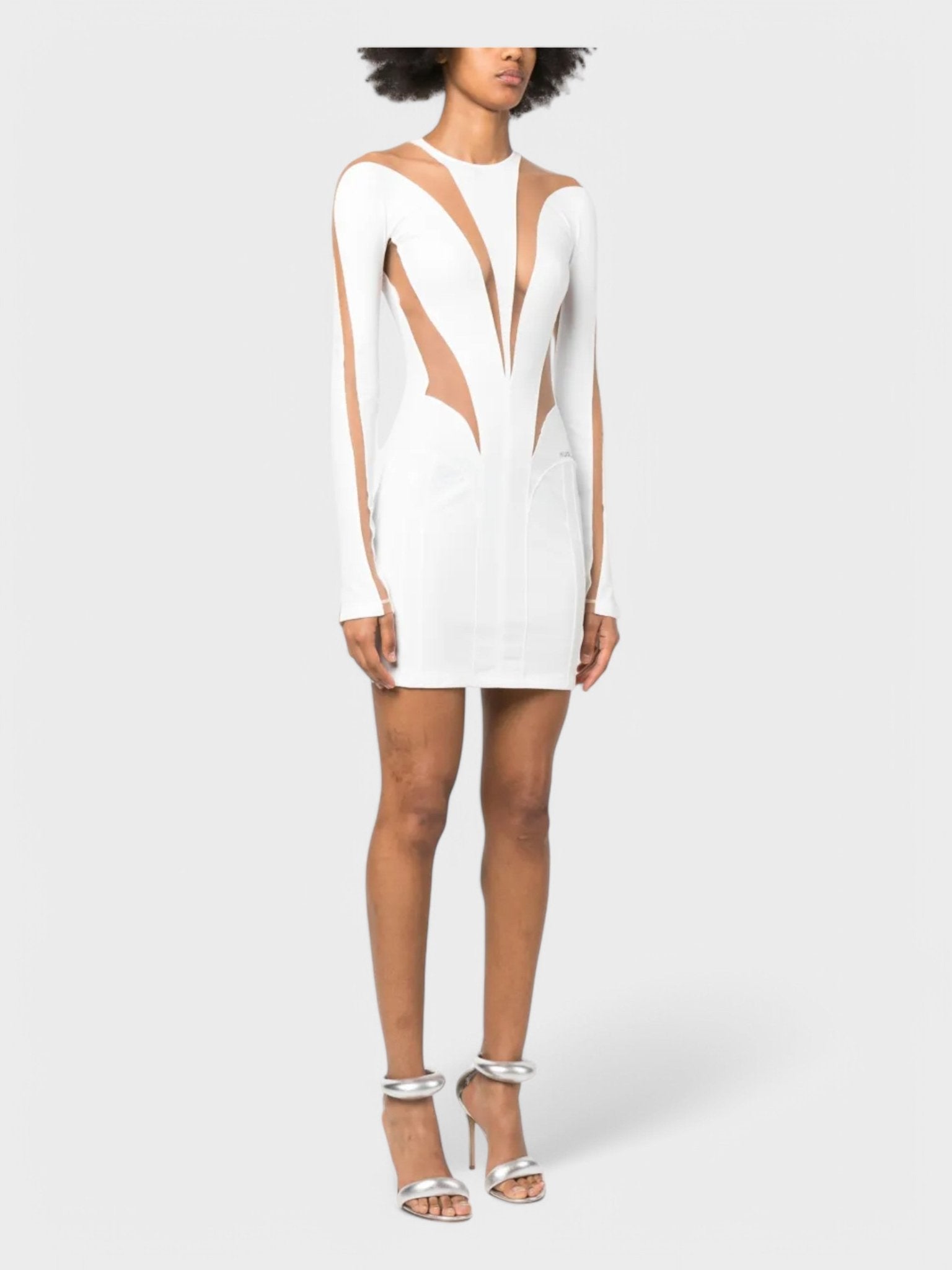 Mugler Illusion Dress Ivory Nude 01 - Supplied FashionMugler