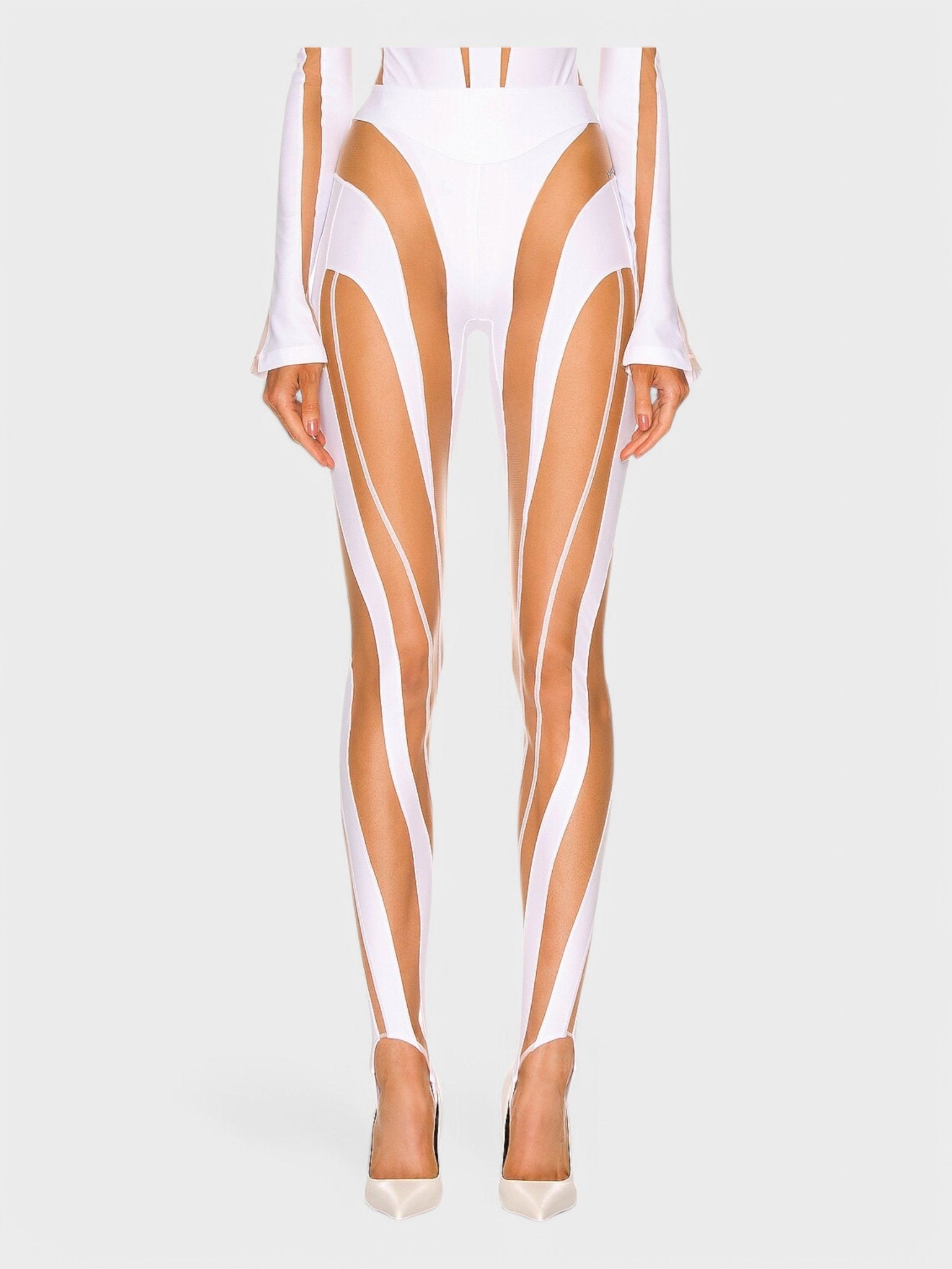 Mugler Spiral Leggings White Nude 01 - Supplied FashionMugler