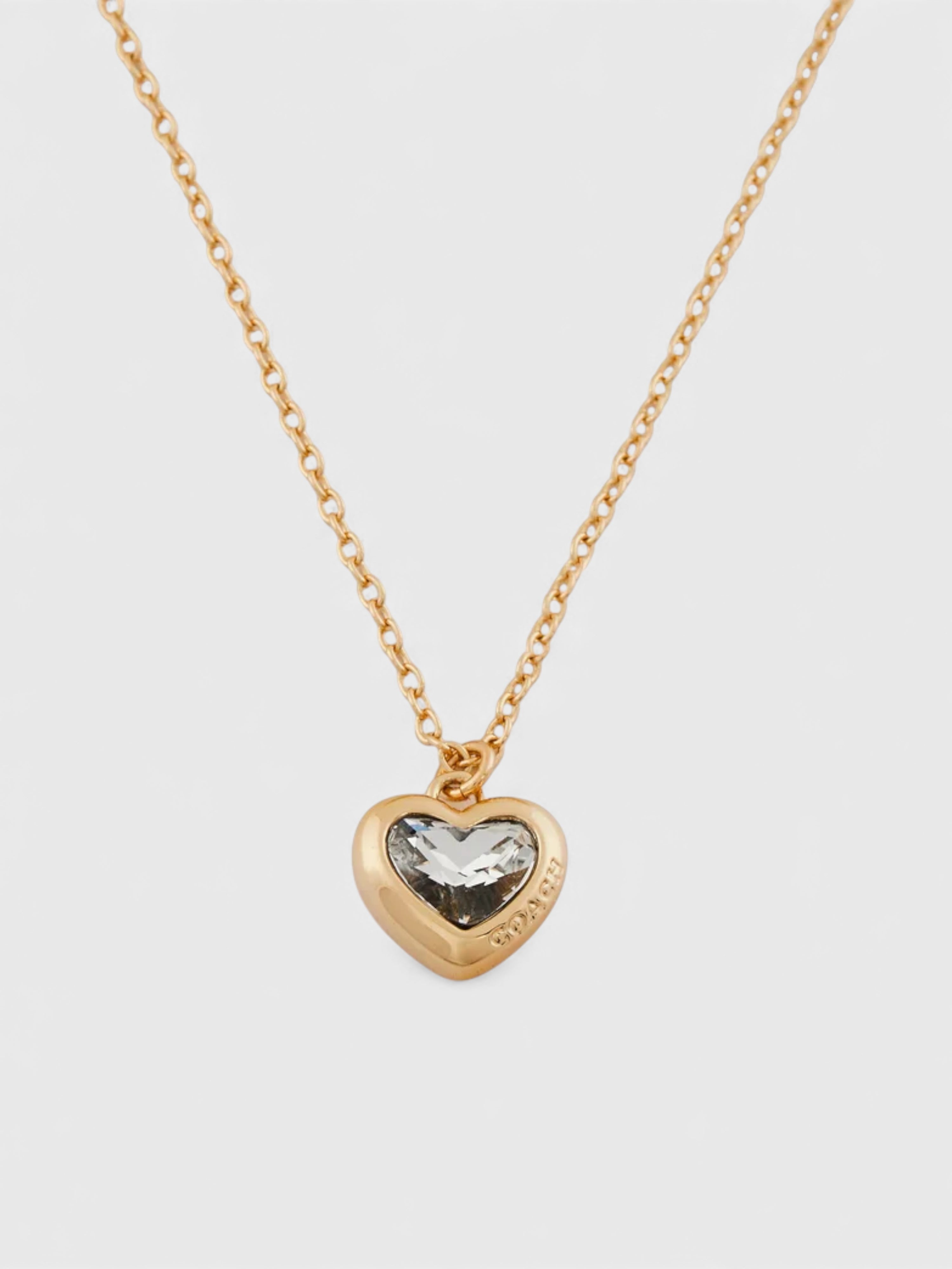 Coach Gold Tone Embellished Heart Necklace