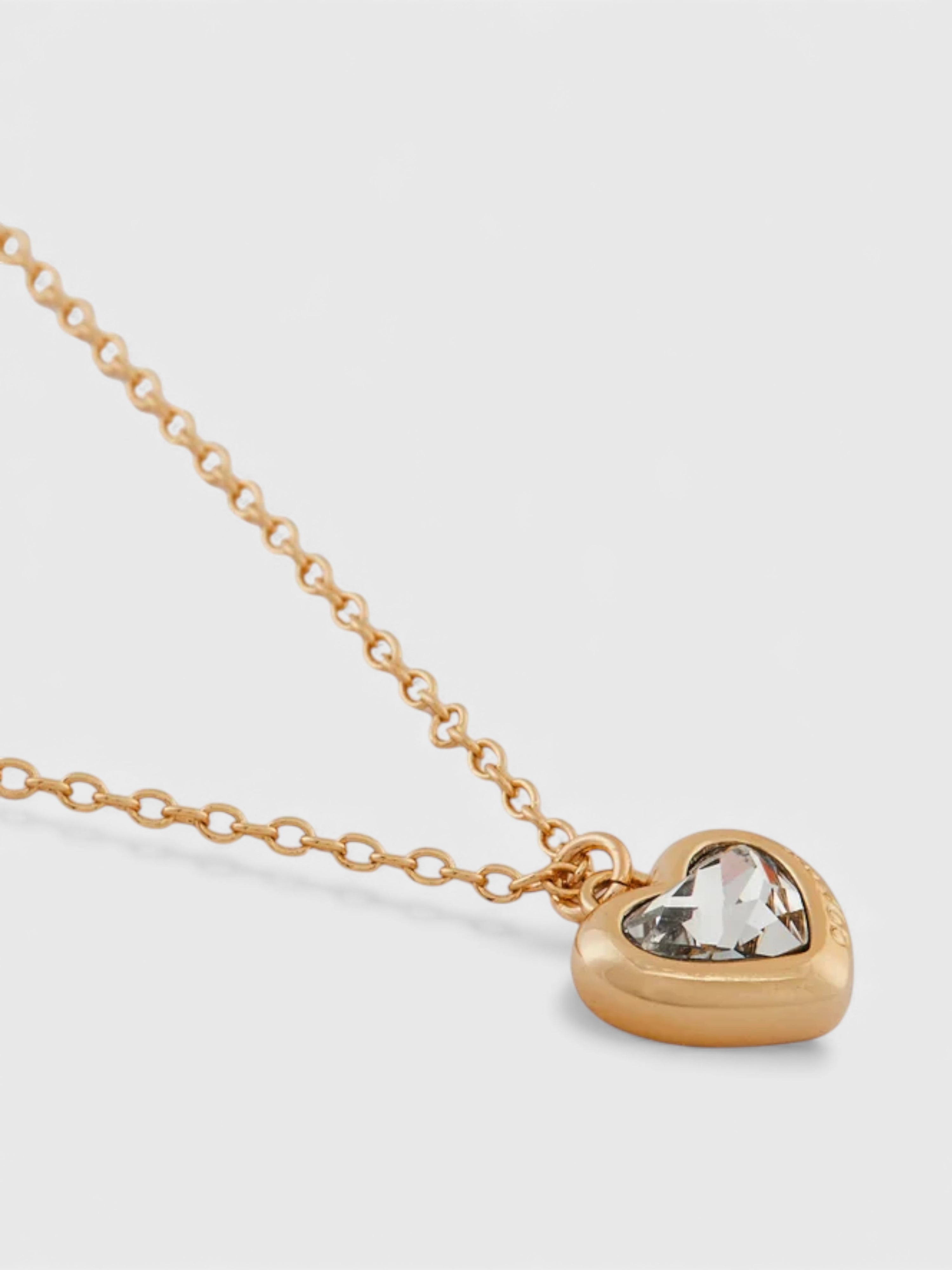 Coach Gold Tone Embellished Heart Necklace