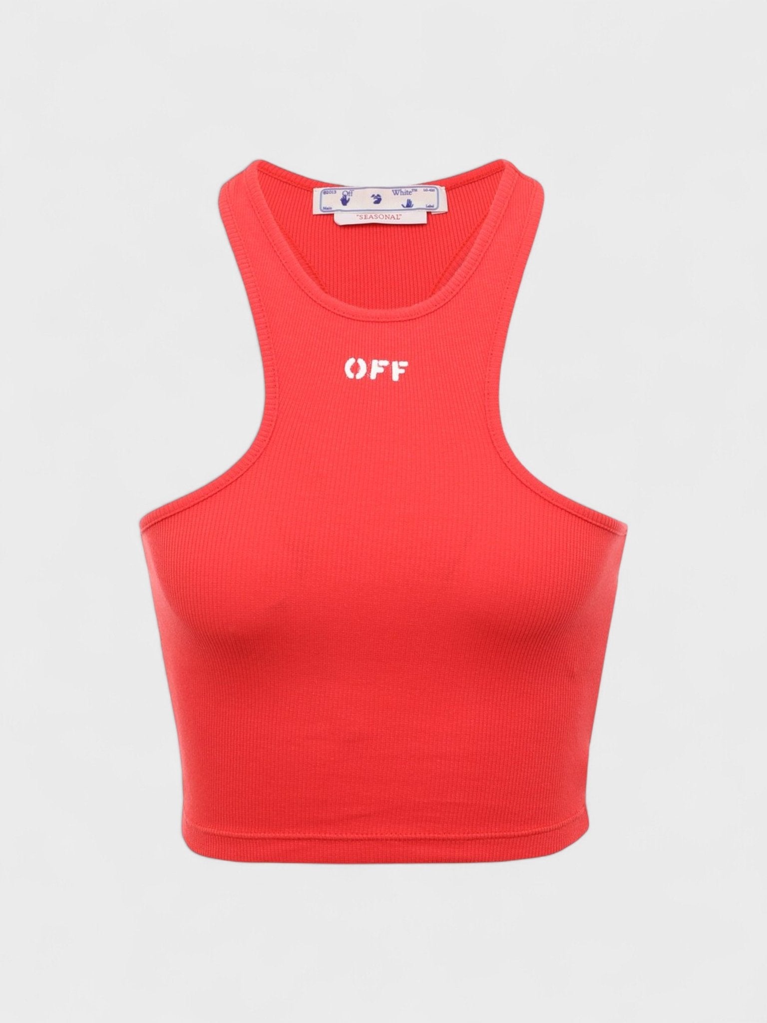 Off Stamp Ribbed Rowing Top Red - Supplied FashionOff - White